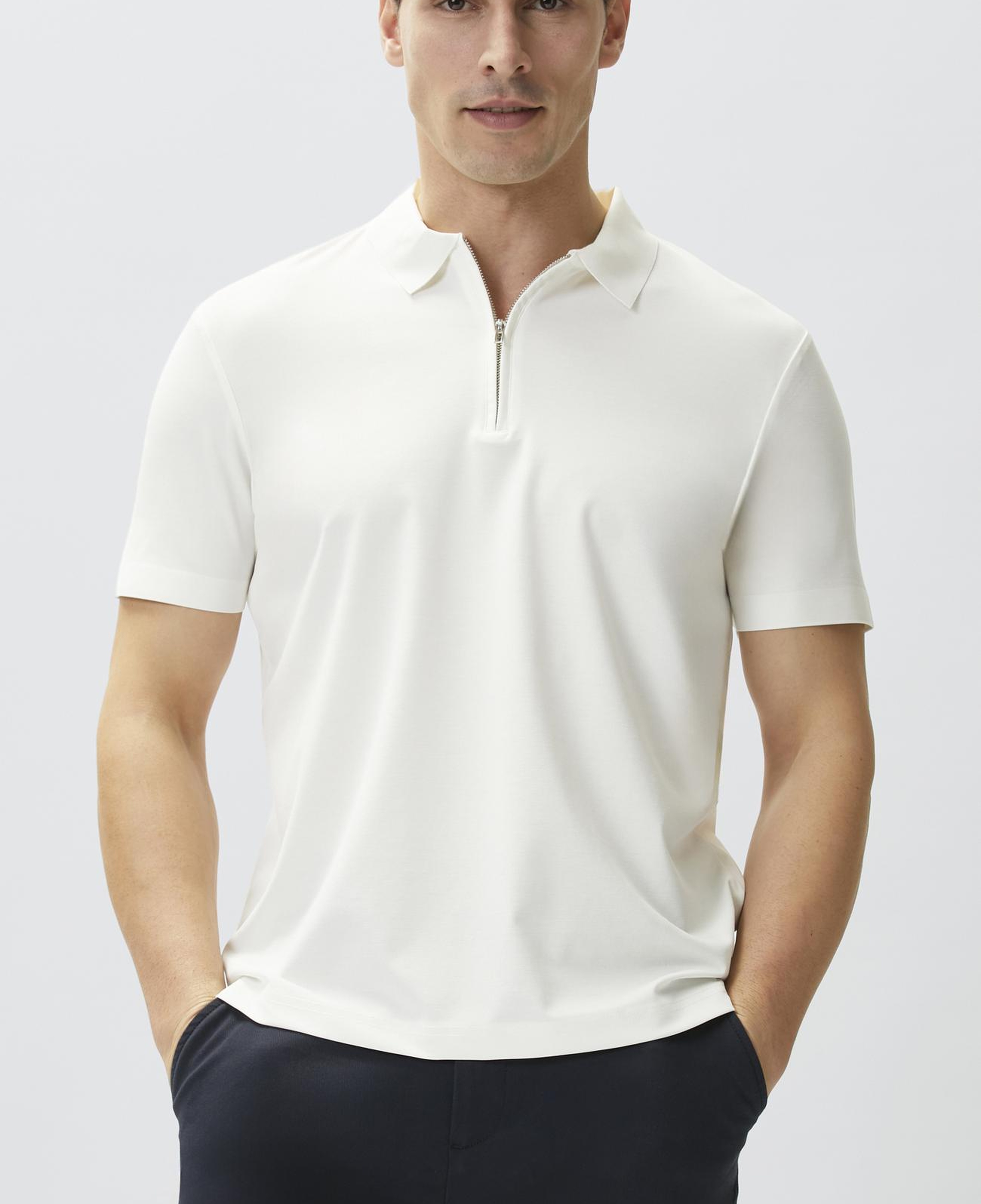 Network Erkek Beyaz Fermuarlı Cupro Modal T-shirt
