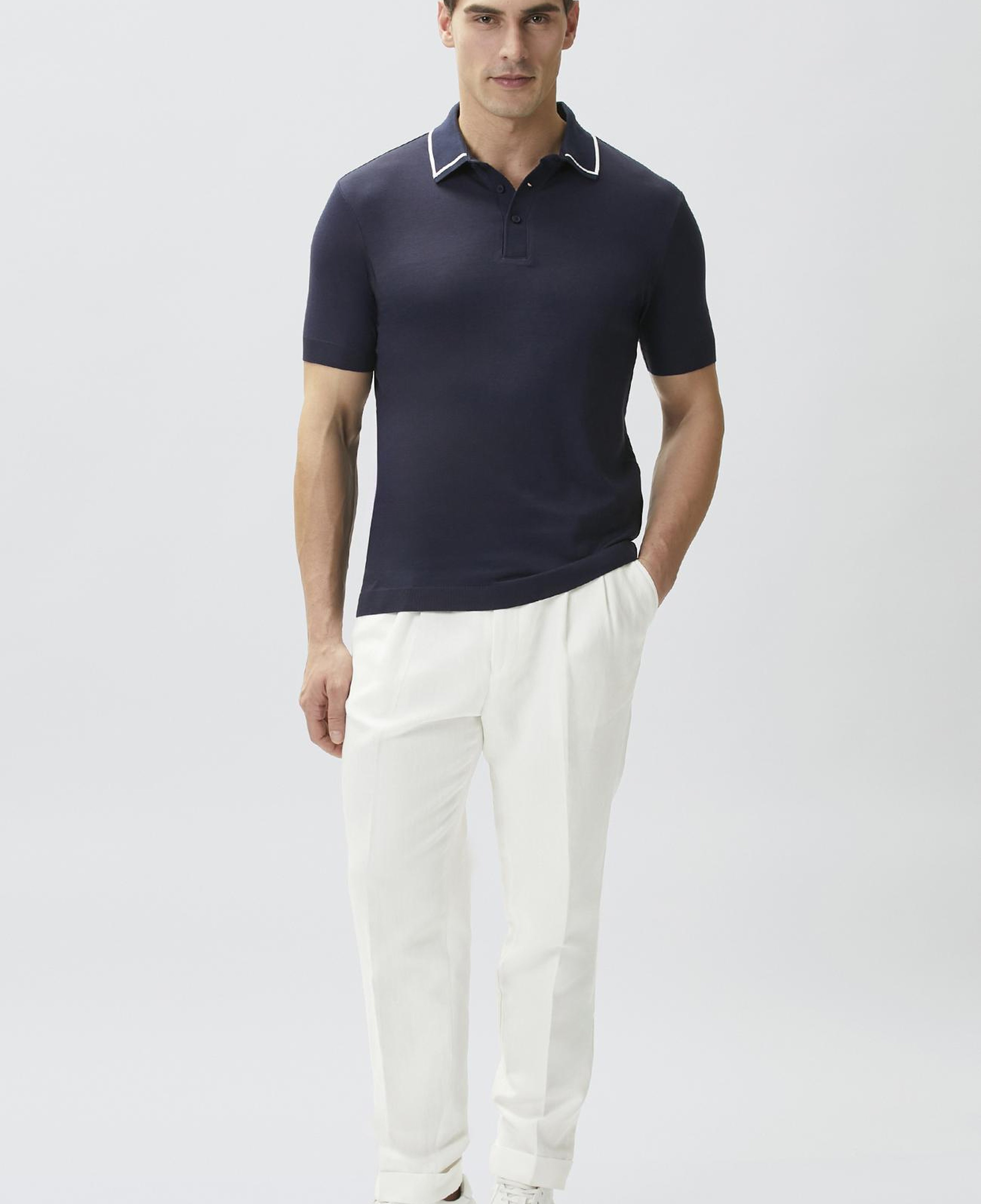Network Erkek Lacivert Polo Yaka Düğmeli T-shirt