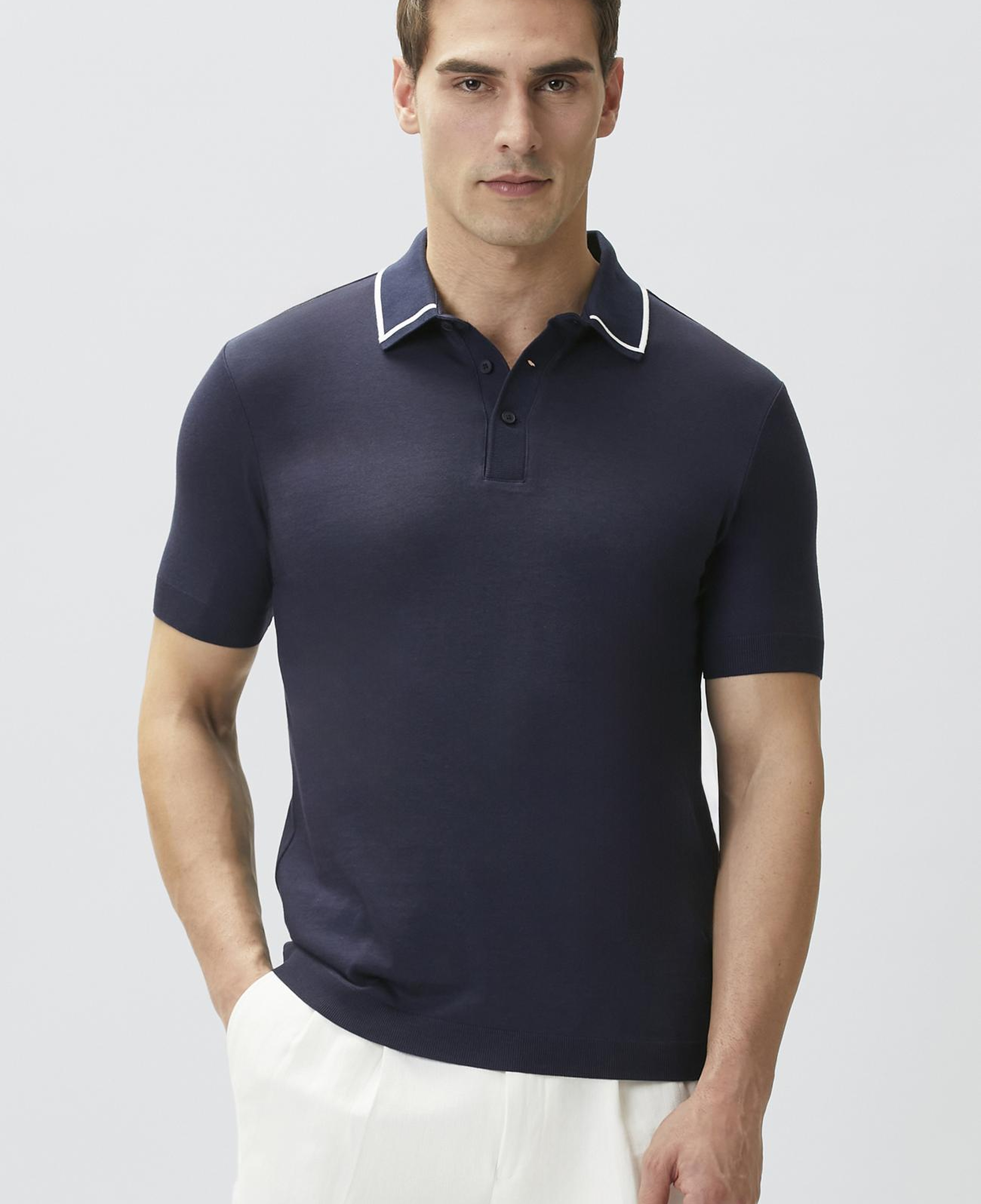 Network Erkek Lacivert Polo Yaka Düğmeli T-shirt