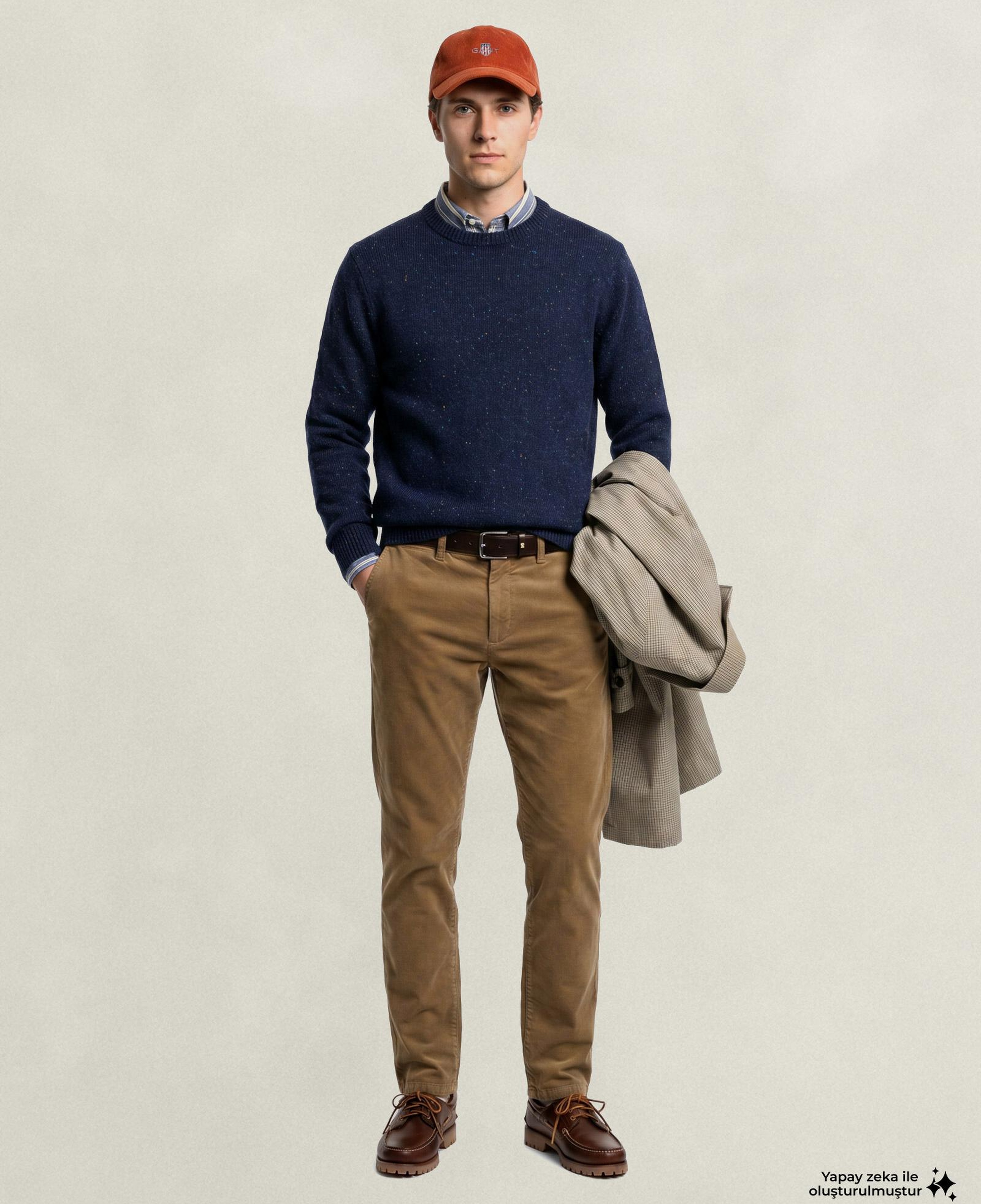GANT Erkek Lacivert Regular Fit Bisiklet Yaka Kazak