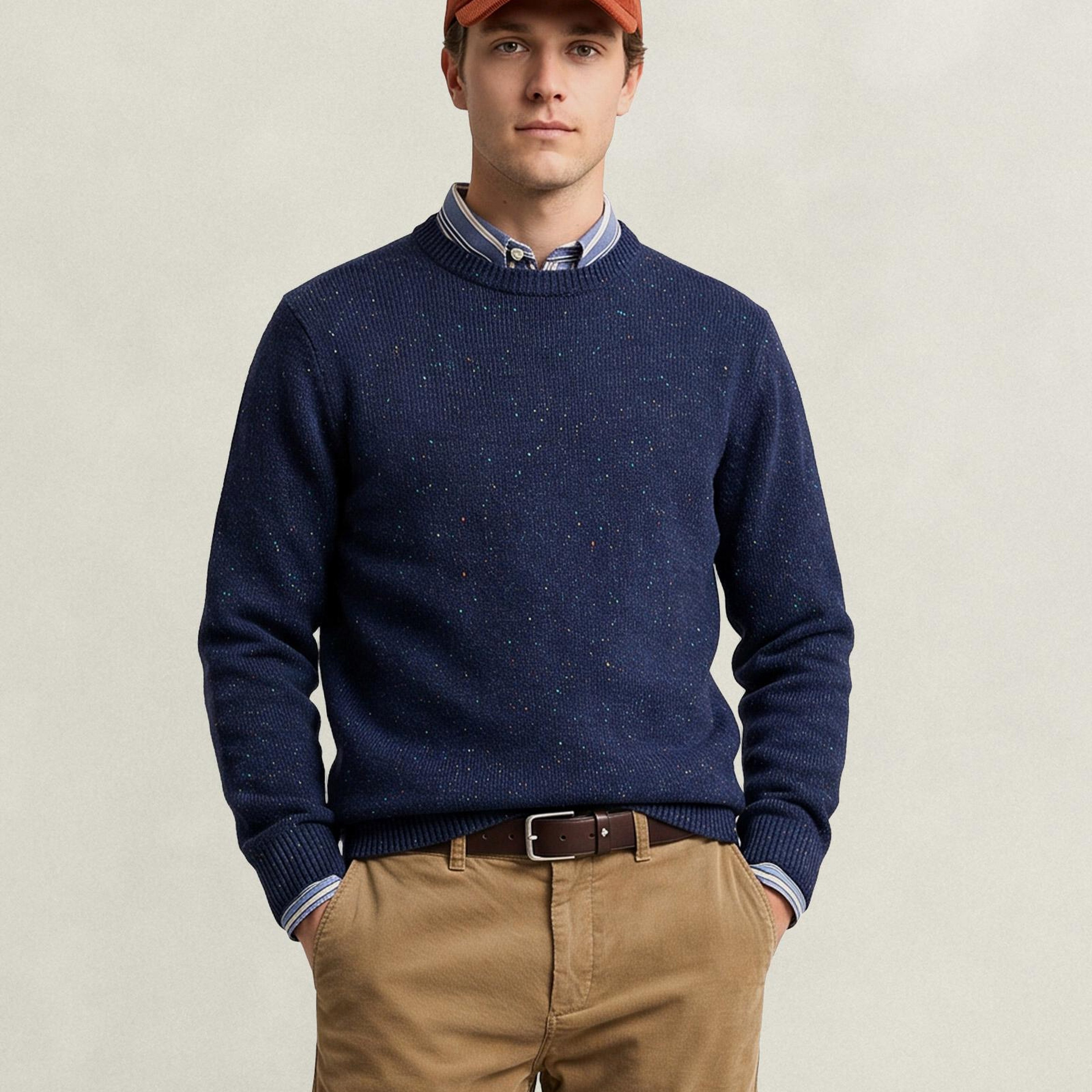 GANT Erkek Lacivert Regular Fit Bisiklet Yaka Kazak
