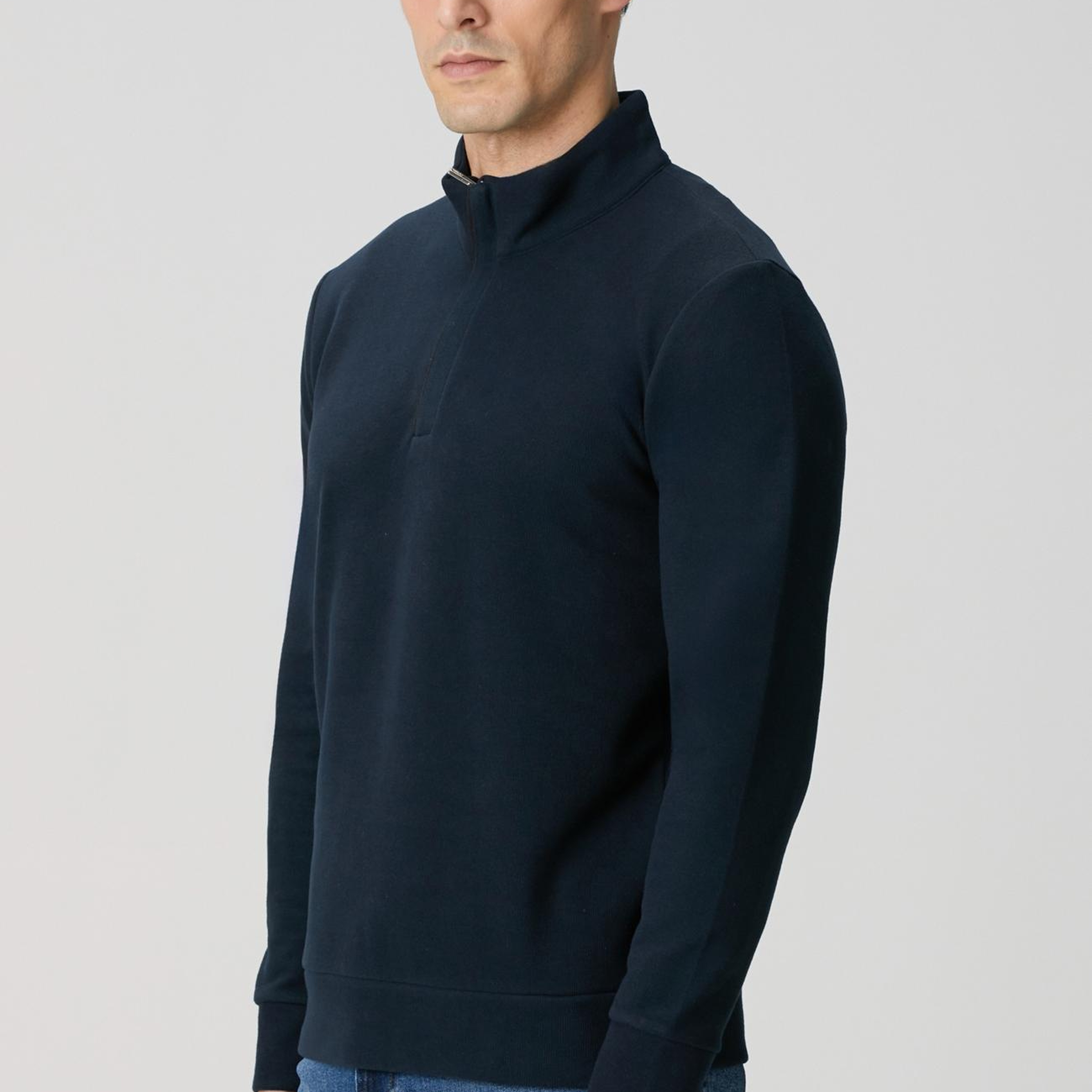 Network Erkek Lacivert Süet Garni Detaylı Sweatshirt