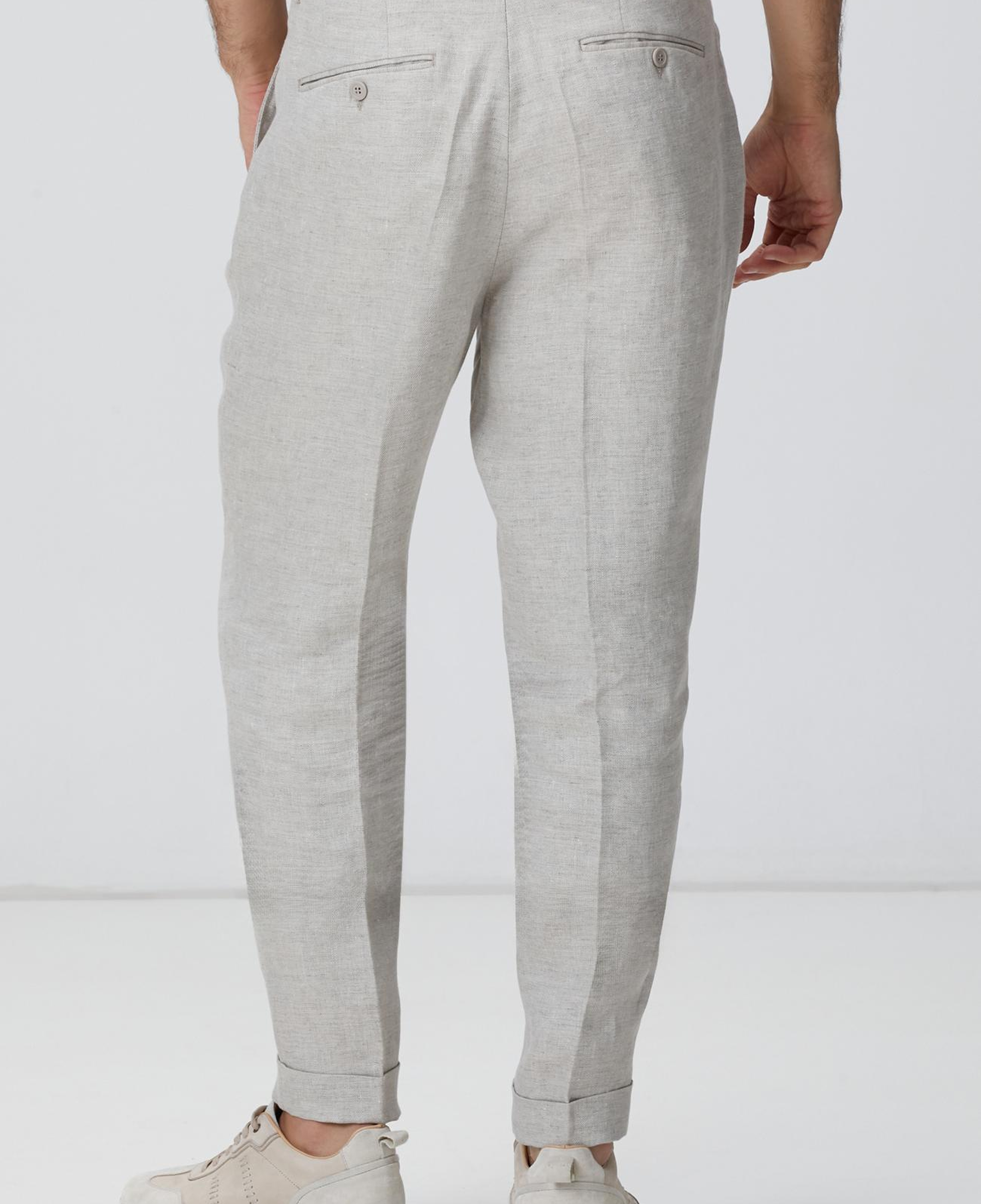 Network Erkek Bej Keten Comfort Fit Pantolon