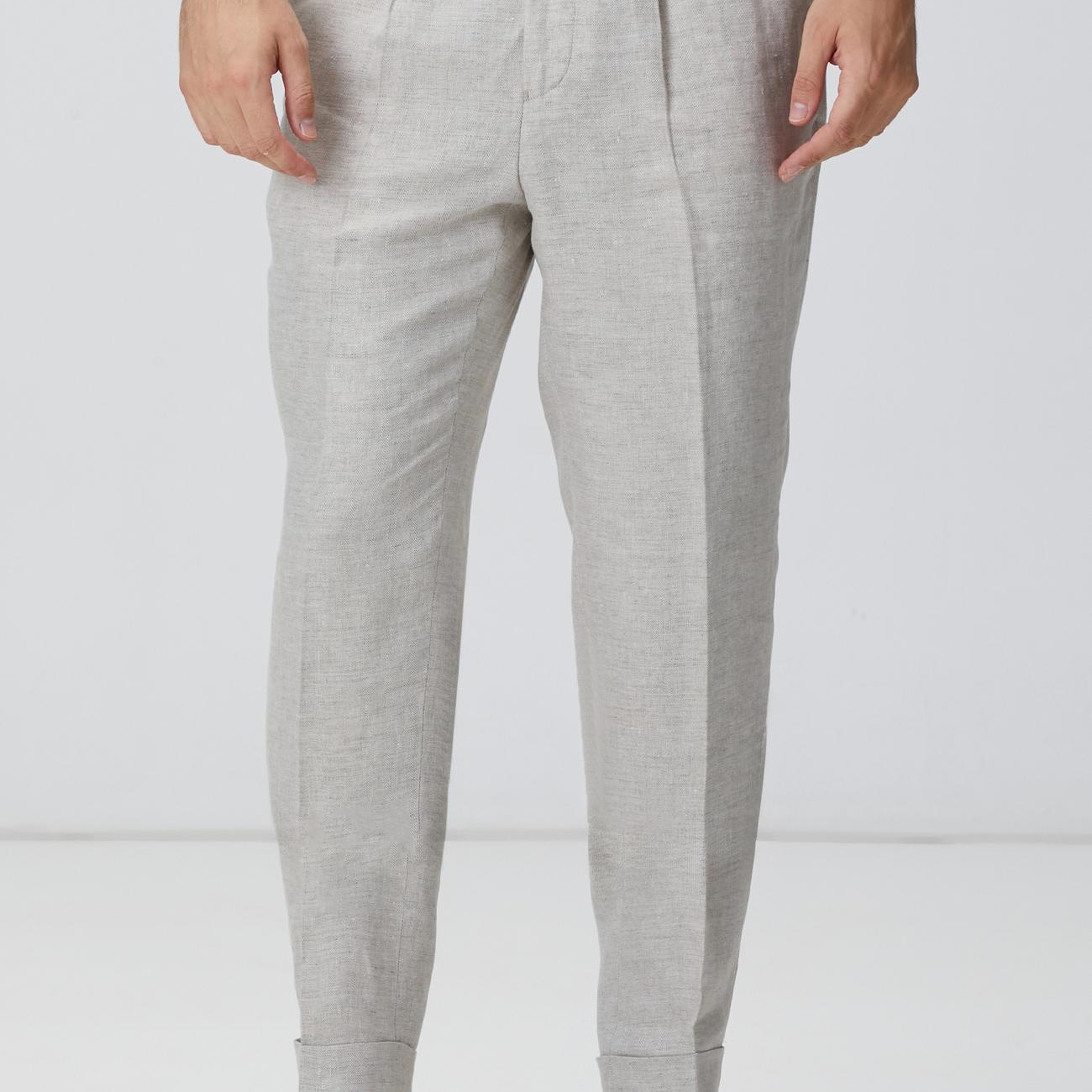 Network Erkek Bej Keten Comfort Fit Pantolon
