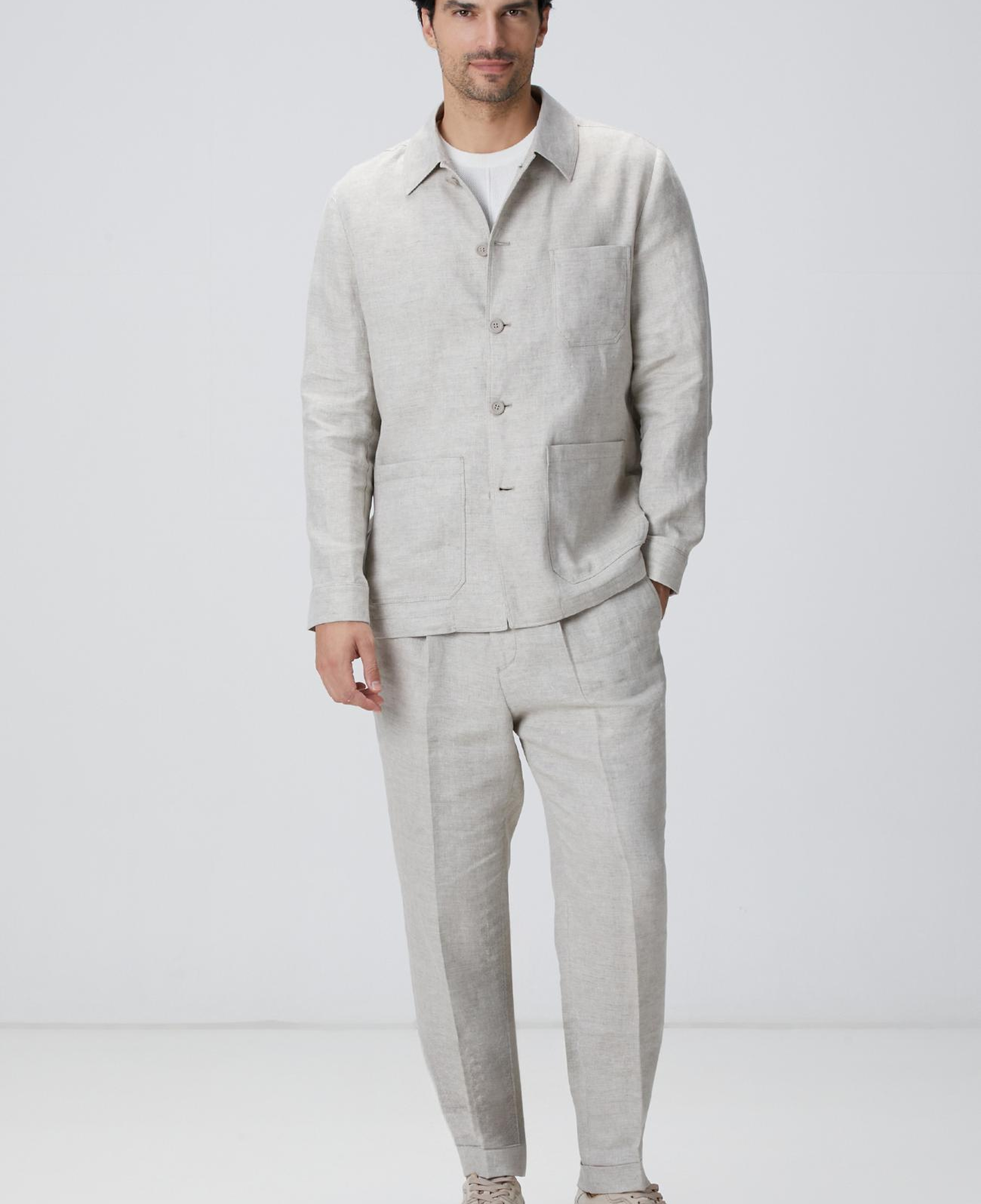 Network Erkek Bej Keten Comfort Fit Pantolon