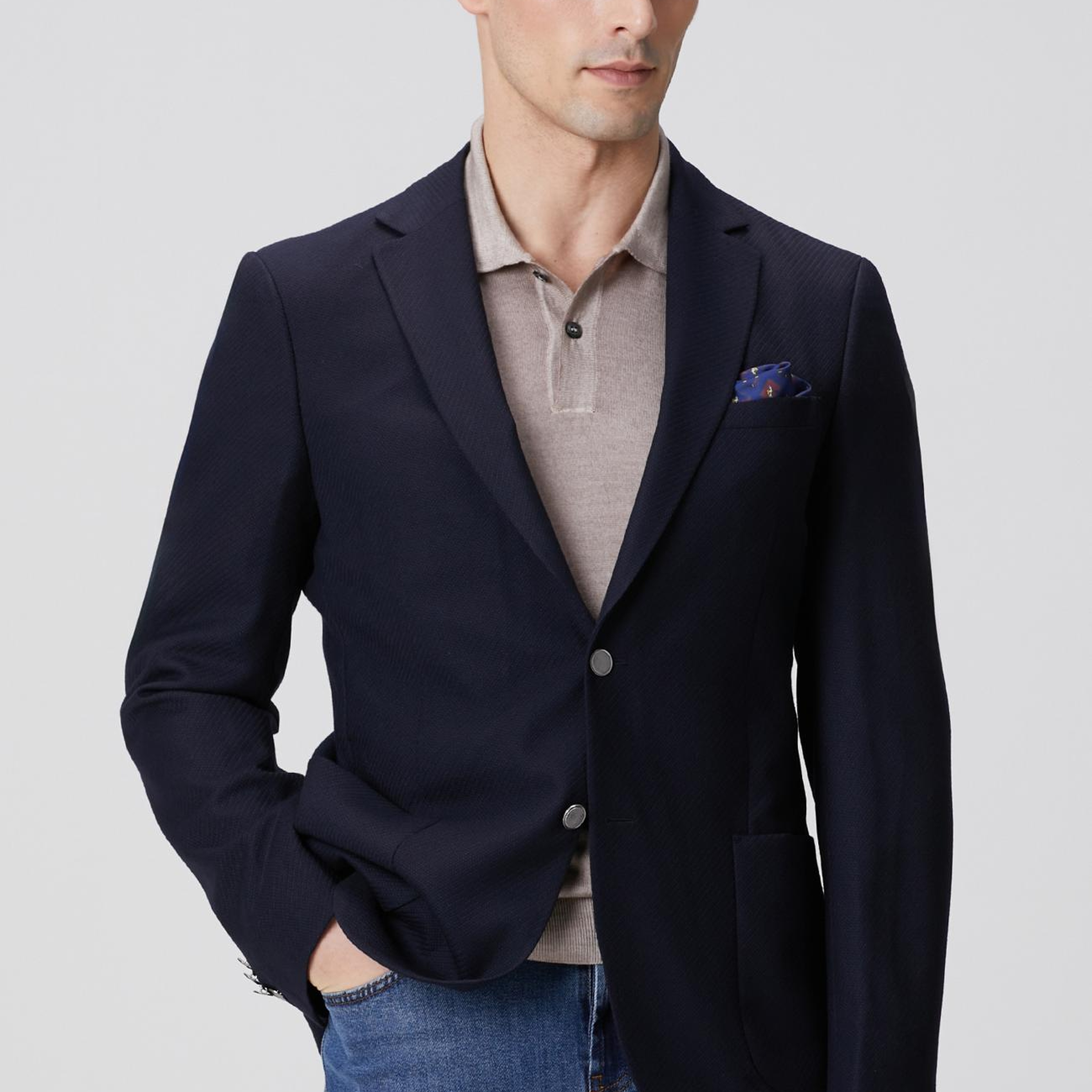 Network Erkek Lacivert Metal Düğmeli Yün Mix Blazer Ceket
