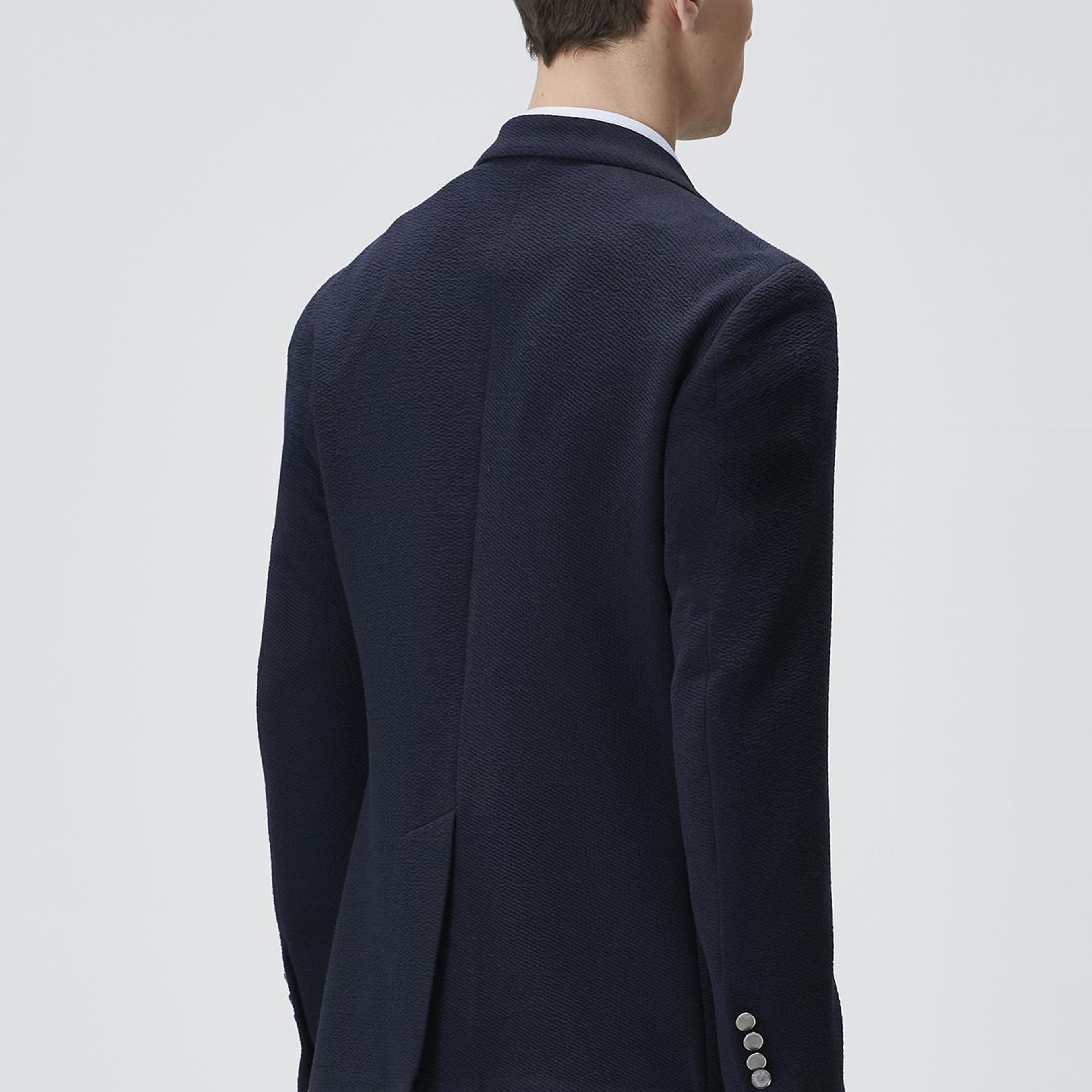 Network Erkek Lacivert Slim Fit Gofre Desen Örme Ceket