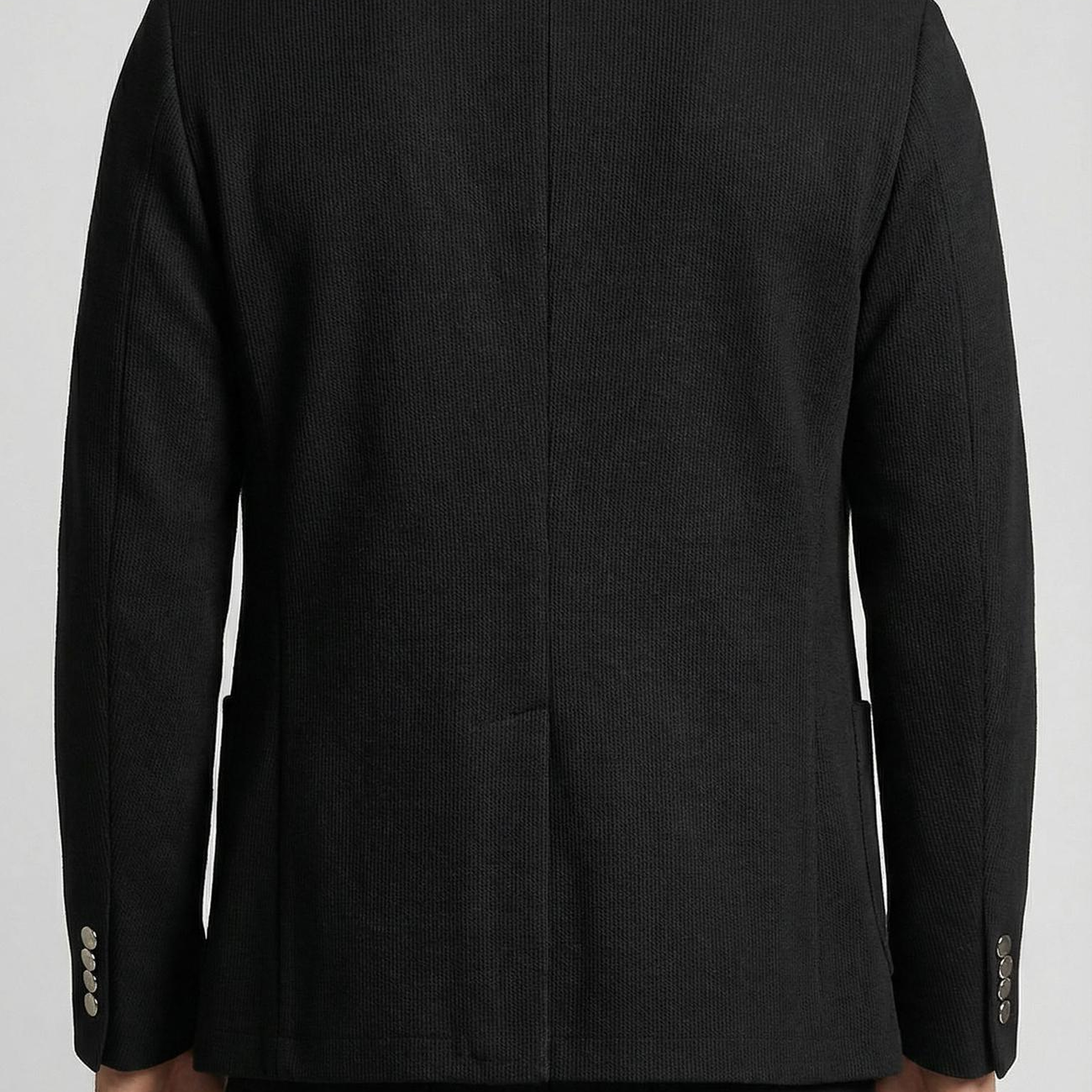 Network Erkek Siyah Slim Fit Gofre Desen Örme Ceket