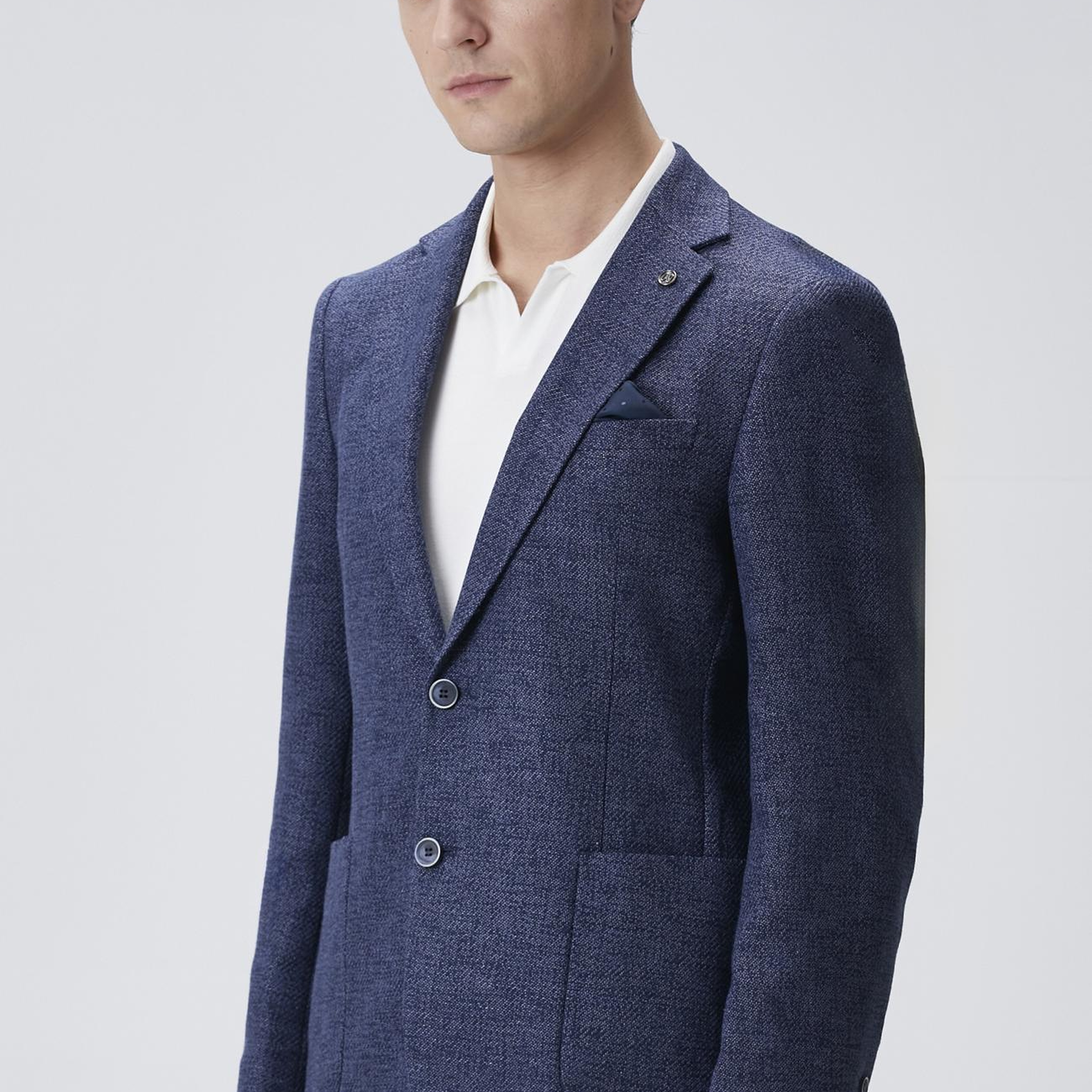Network Erkek Lacivert Slim Fit Jakarlı Dokuma Ceket