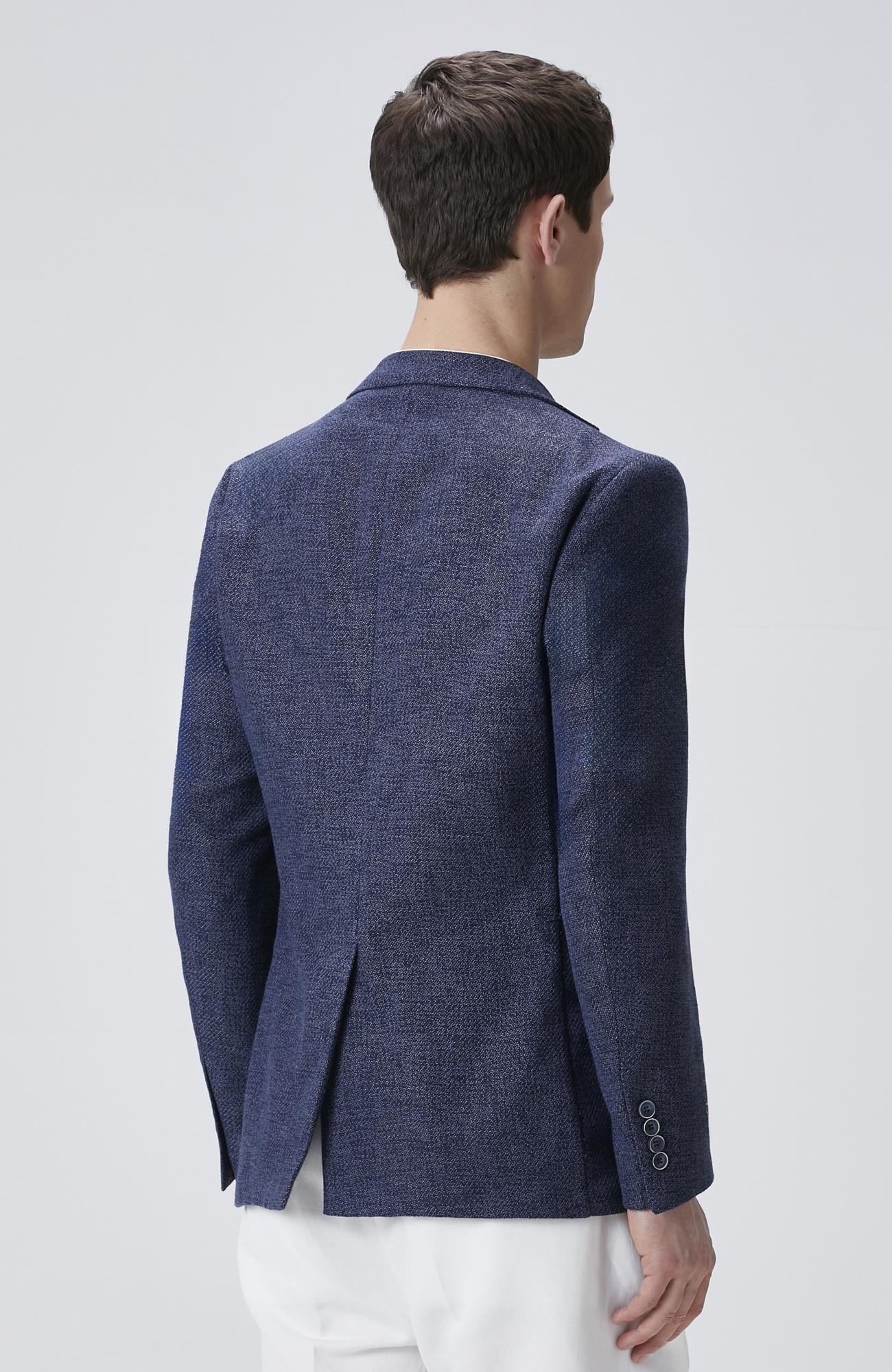 Network Erkek Lacivert Slim Fit Jakarlı Dokuma Ceket