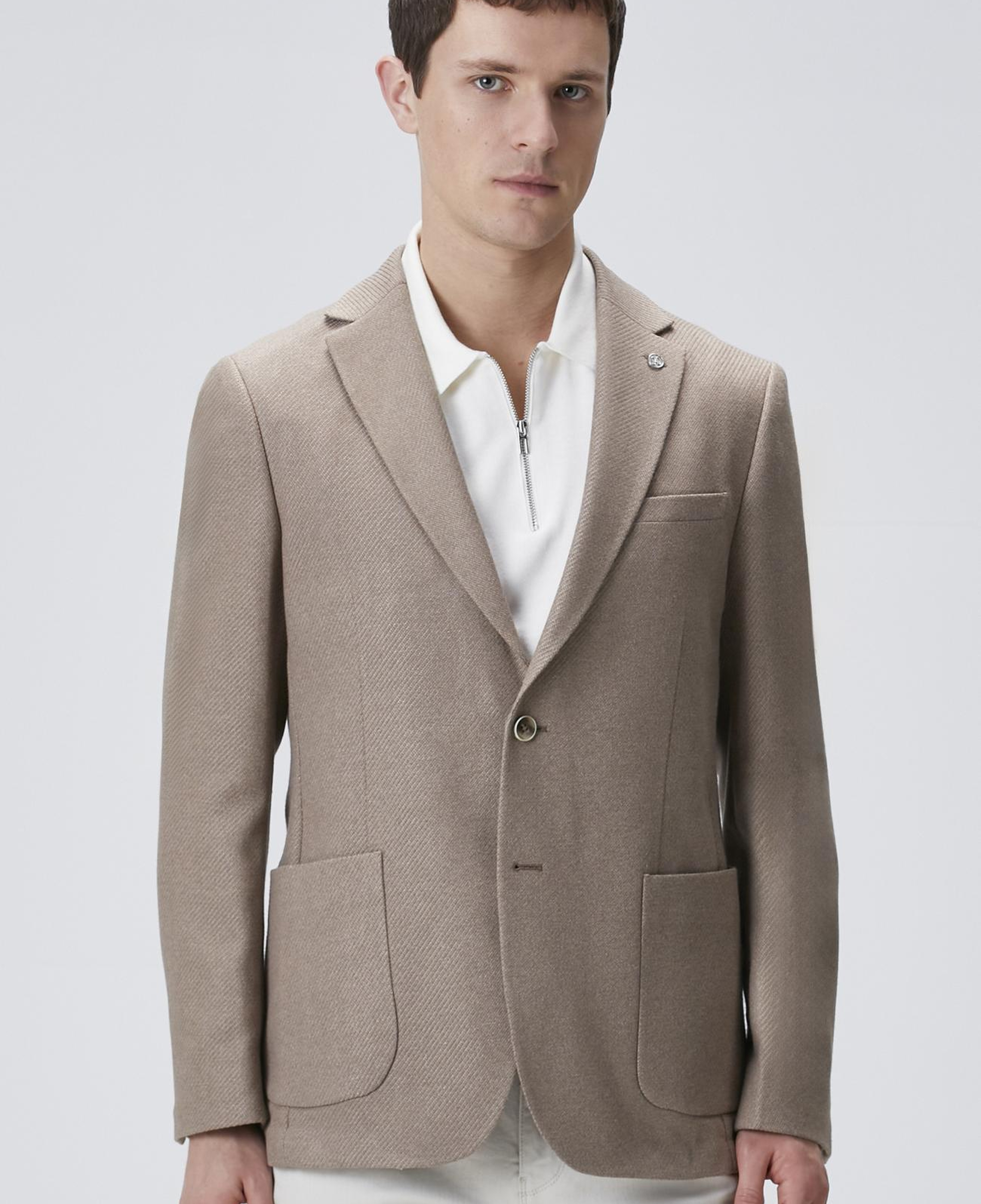 Network Erkek Kahverengi Slim Fit Jakarlı Dokuma Ceket