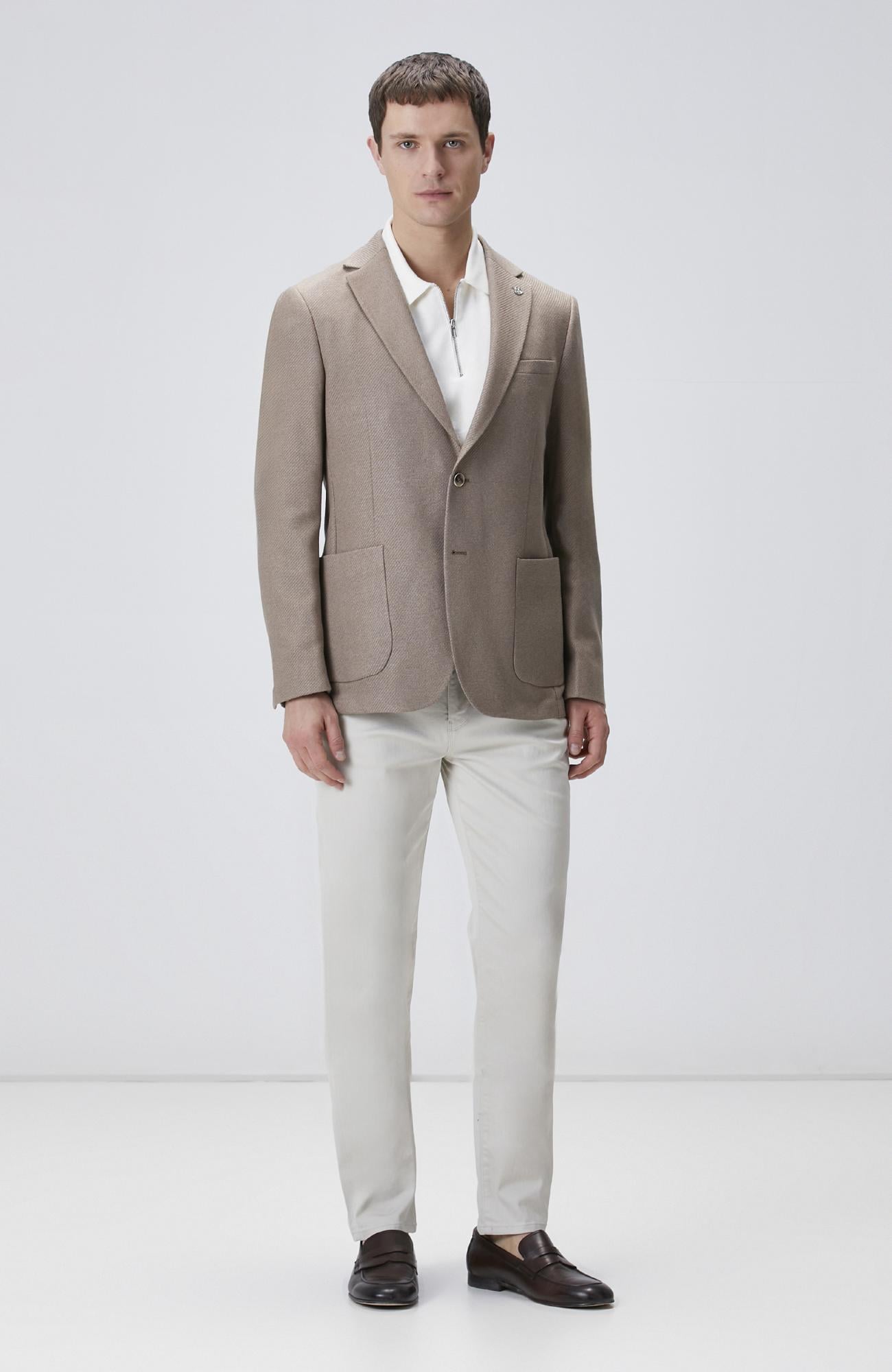 Network Erkek Kahverengi Slim Fit Jakarlı Dokuma Ceket