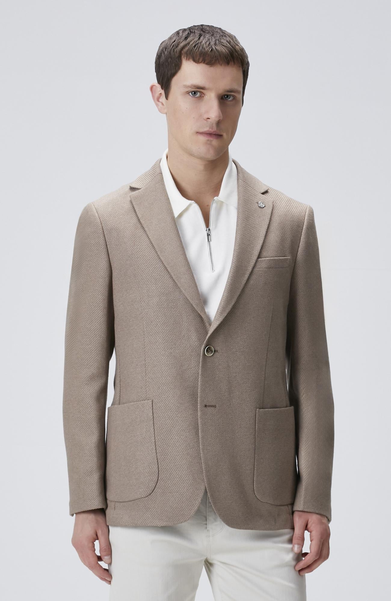 Network Erkek Kahverengi Slim Fit Jakarlı Dokuma Ceket