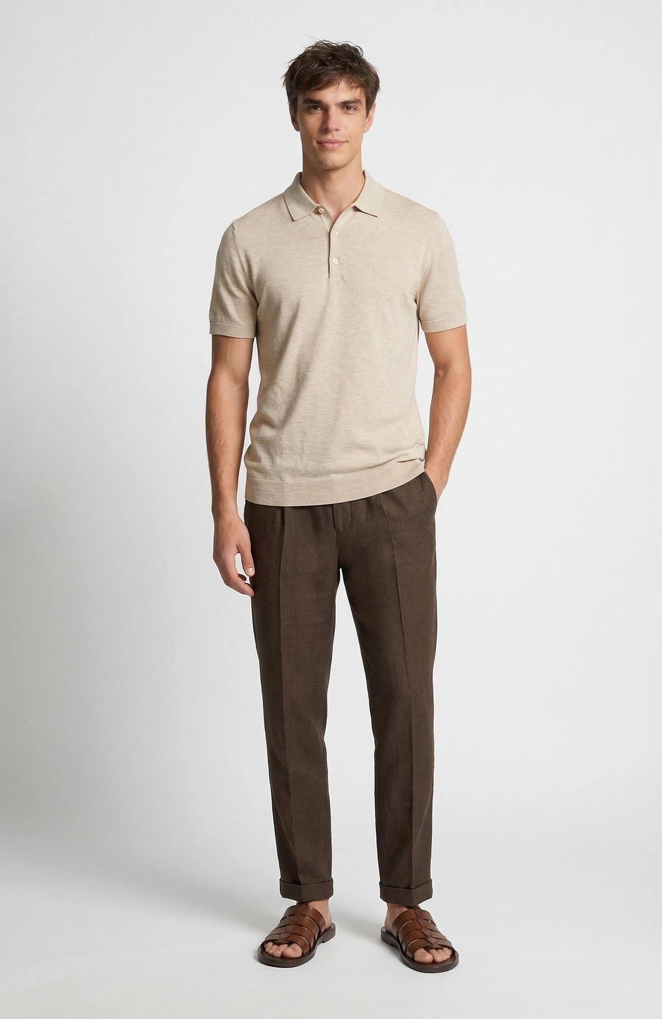 Network Erkek Haki Keten Jogger Pantolon