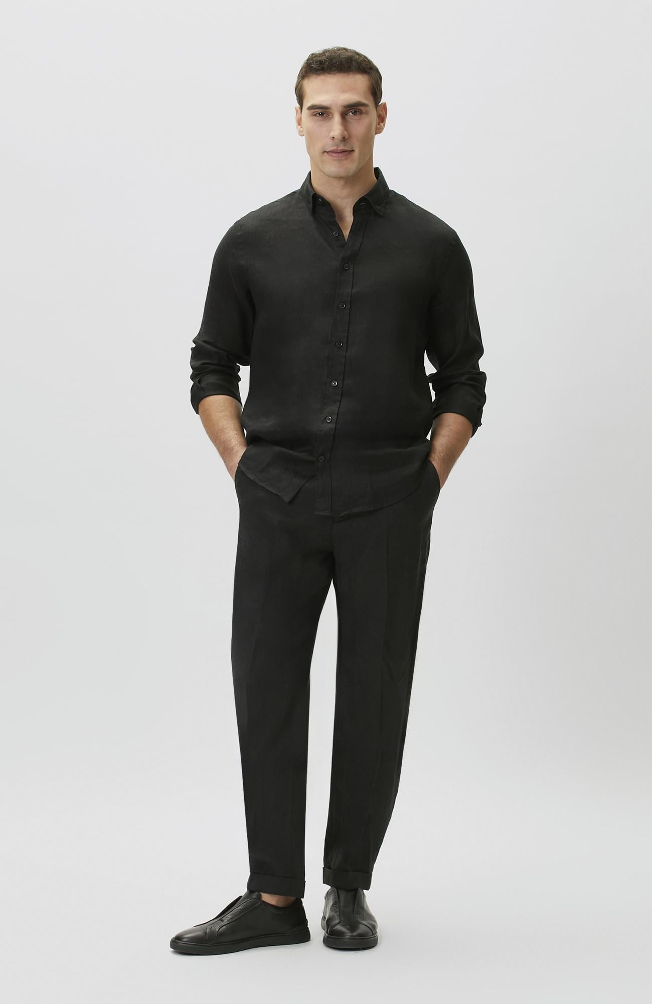 Network Erkek Siyah Keten Jogger Pantolon