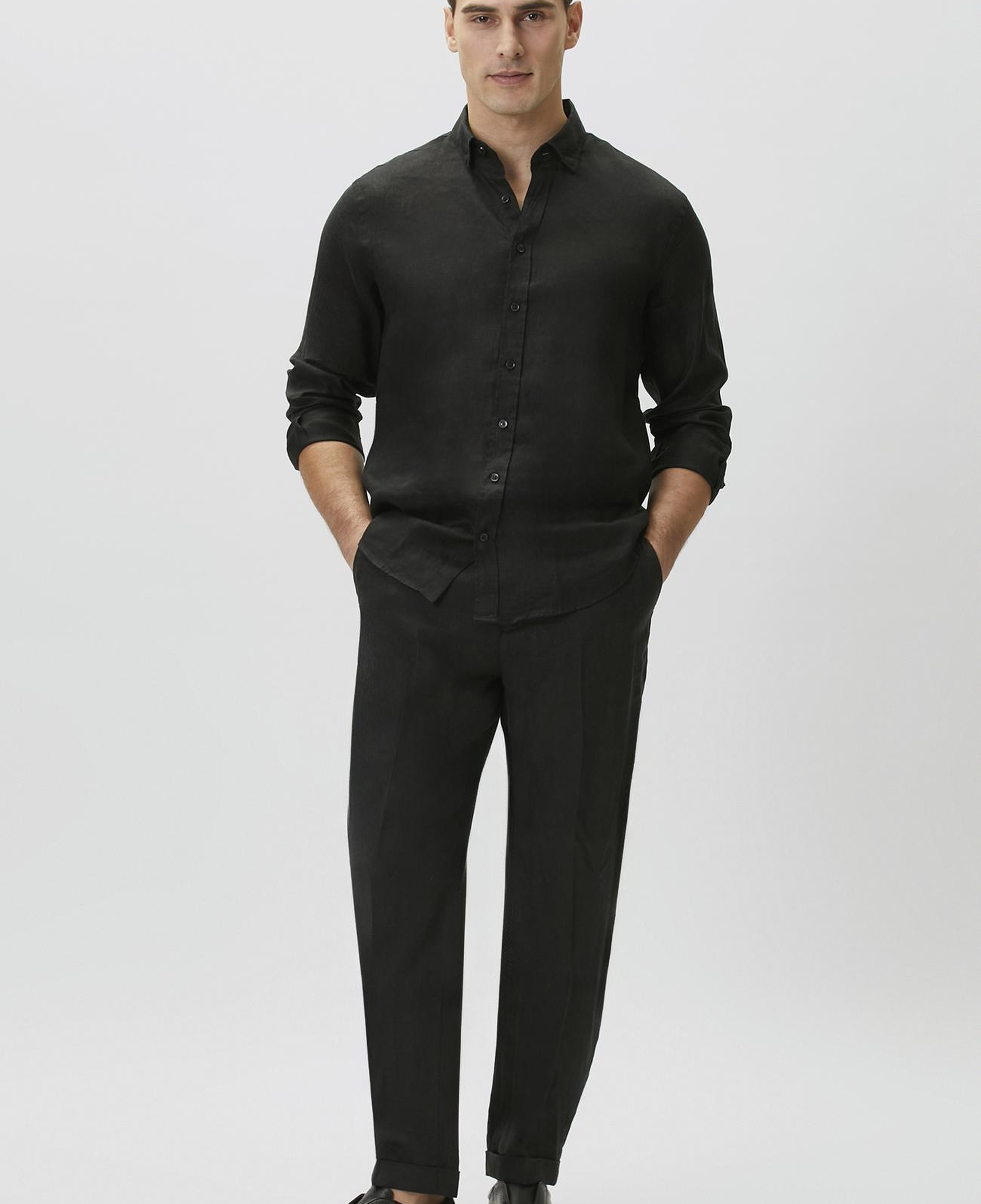 Network Erkek Siyah Keten Jogger Pantolon