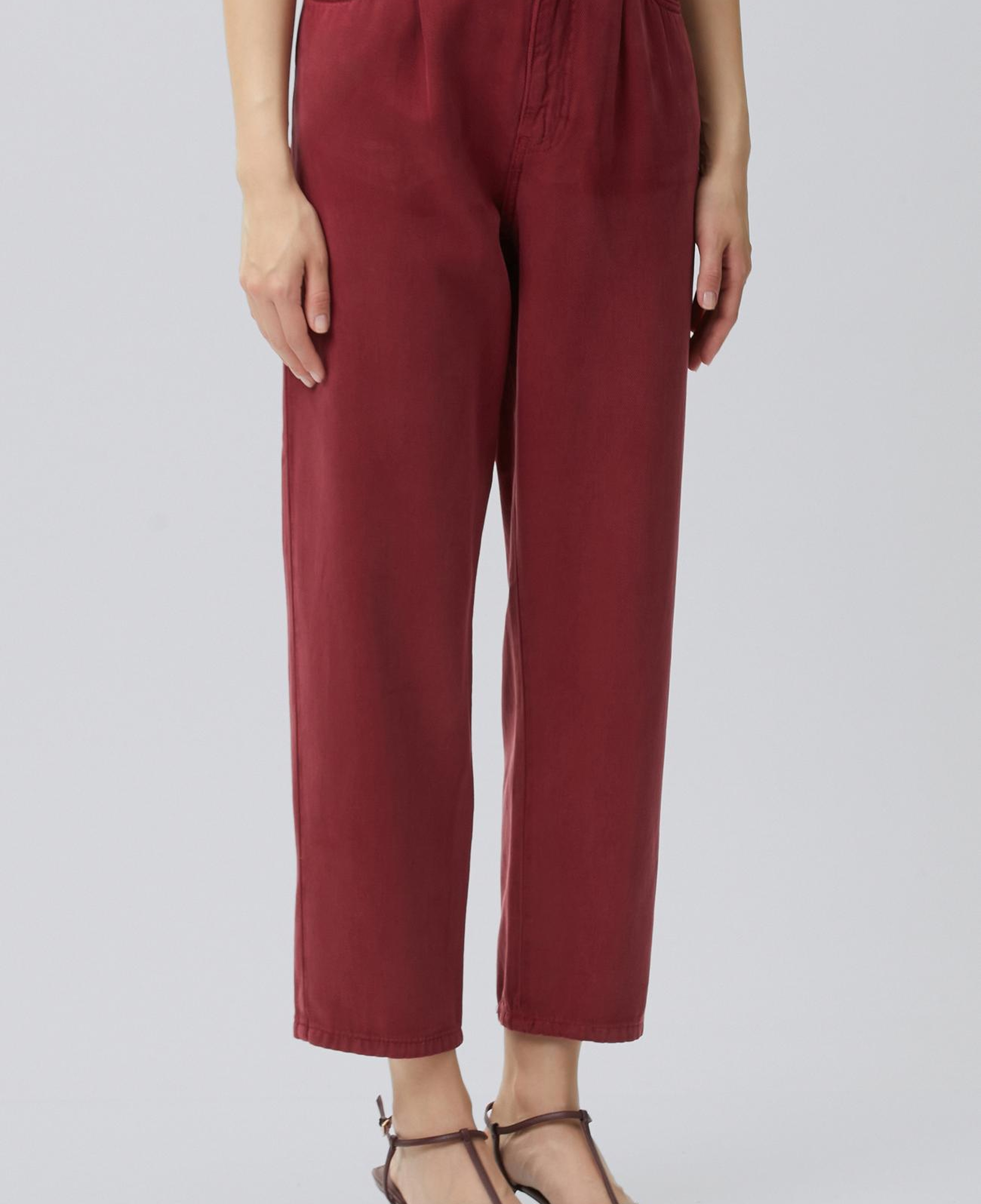 Network Kadın Vişne Tencel Karışımlı Casual Pantolon