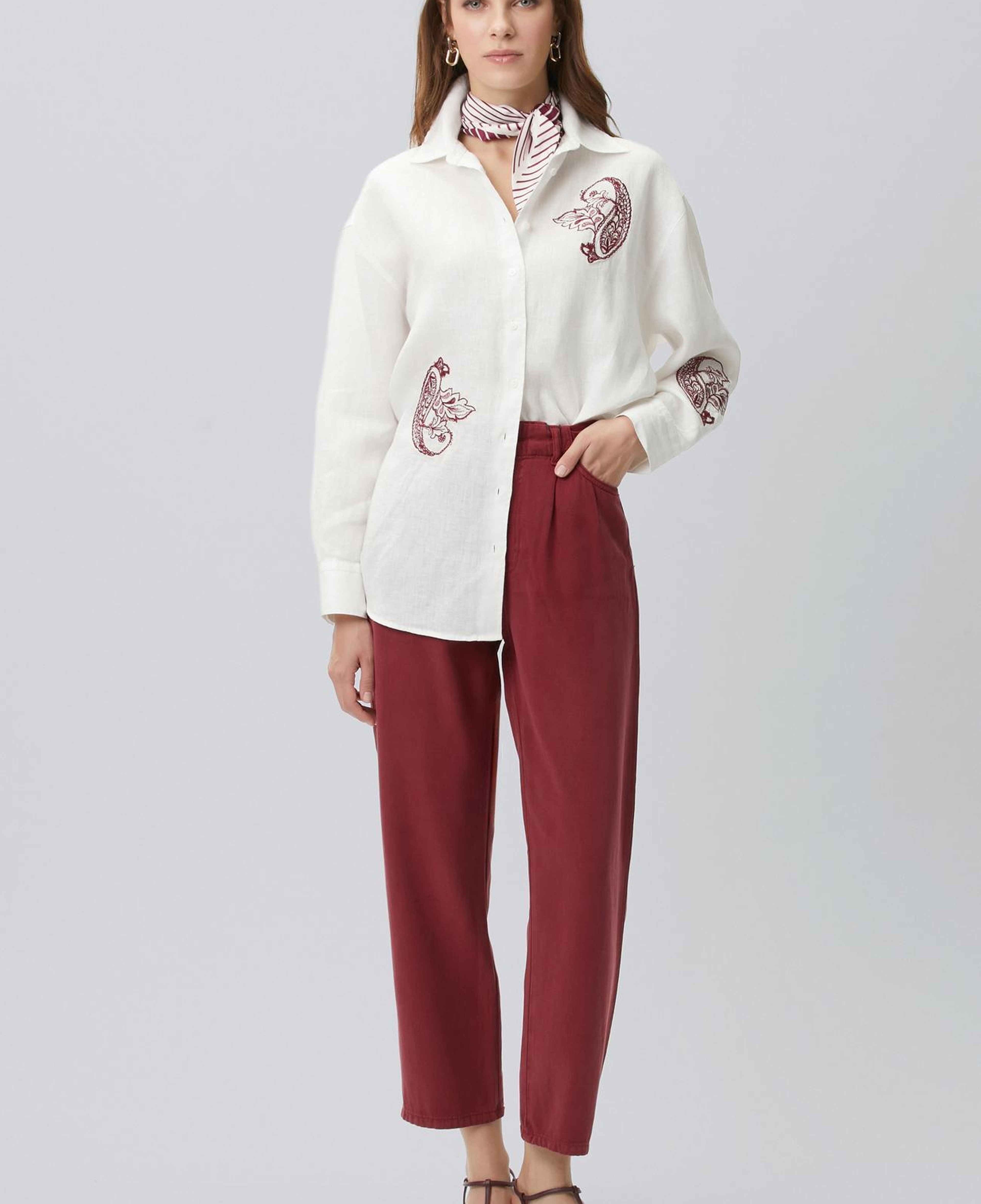 Network Kadın Vişne Tencel Karışımlı Casual Pantolon