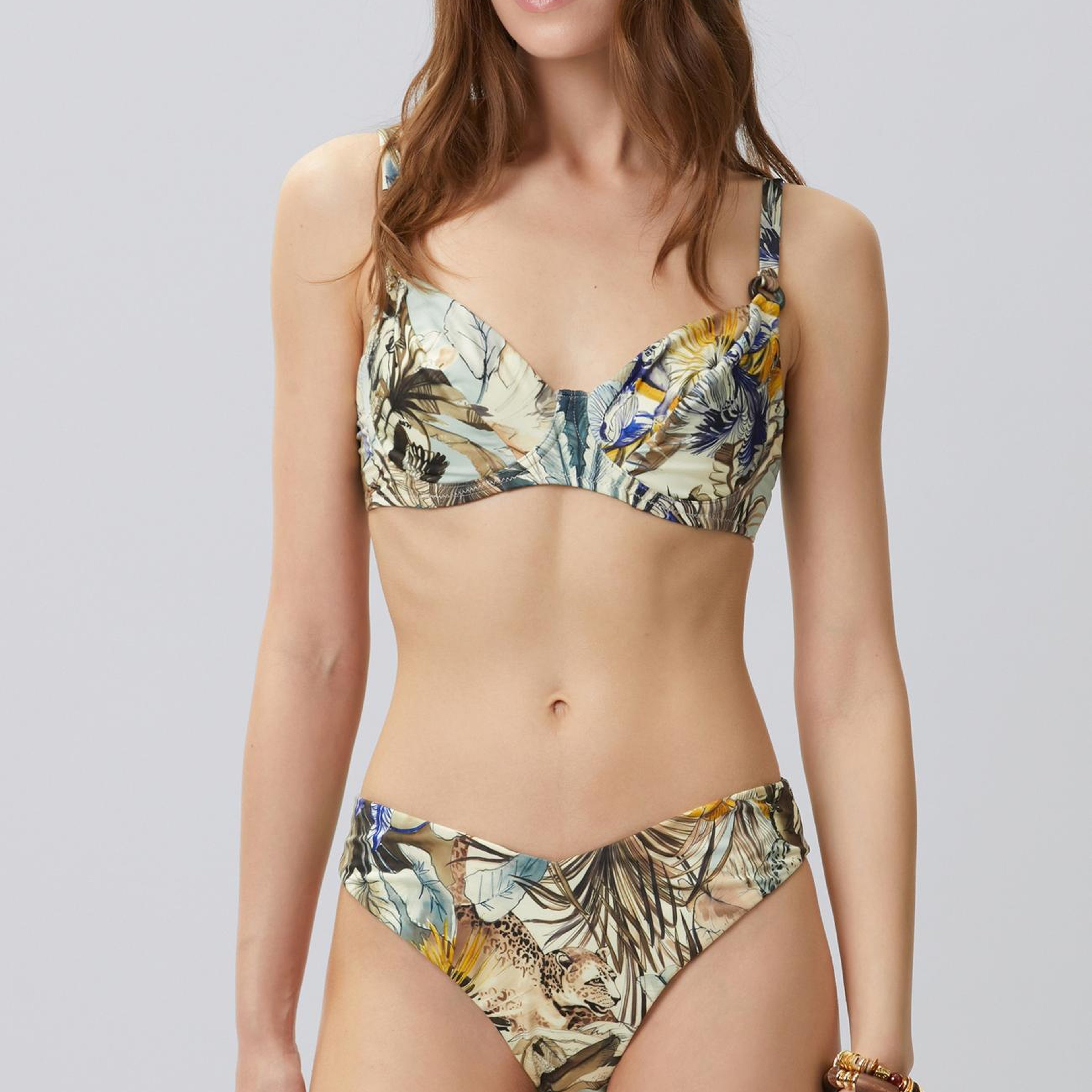Network Kadın Sarı Yeşil Desenli Bikini Üstü