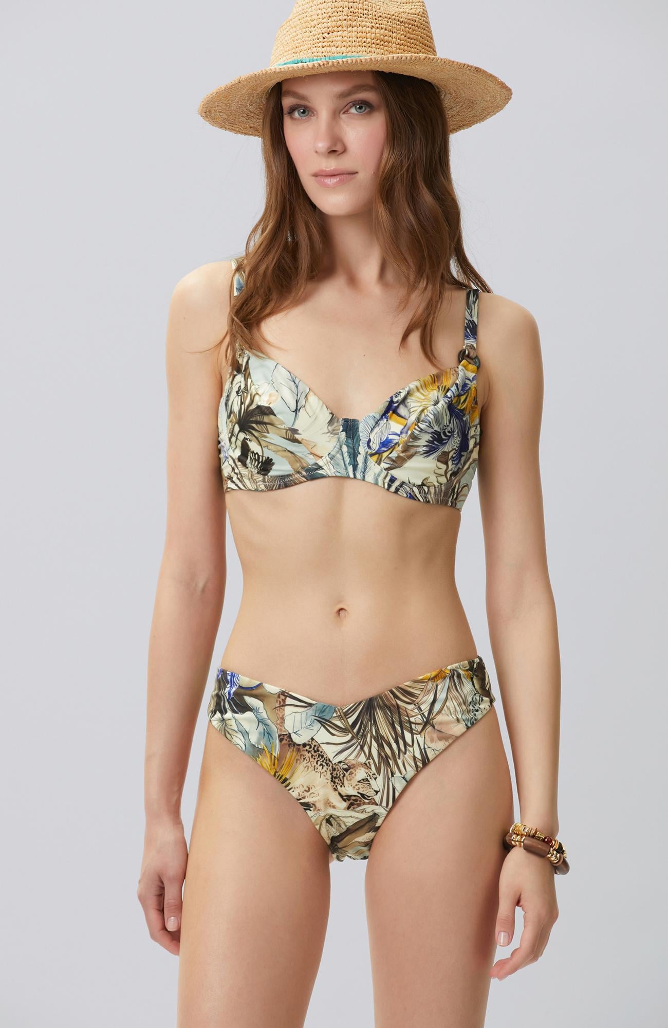 Network Kadın Sarı Yeşil Desenli Bikini Üstü