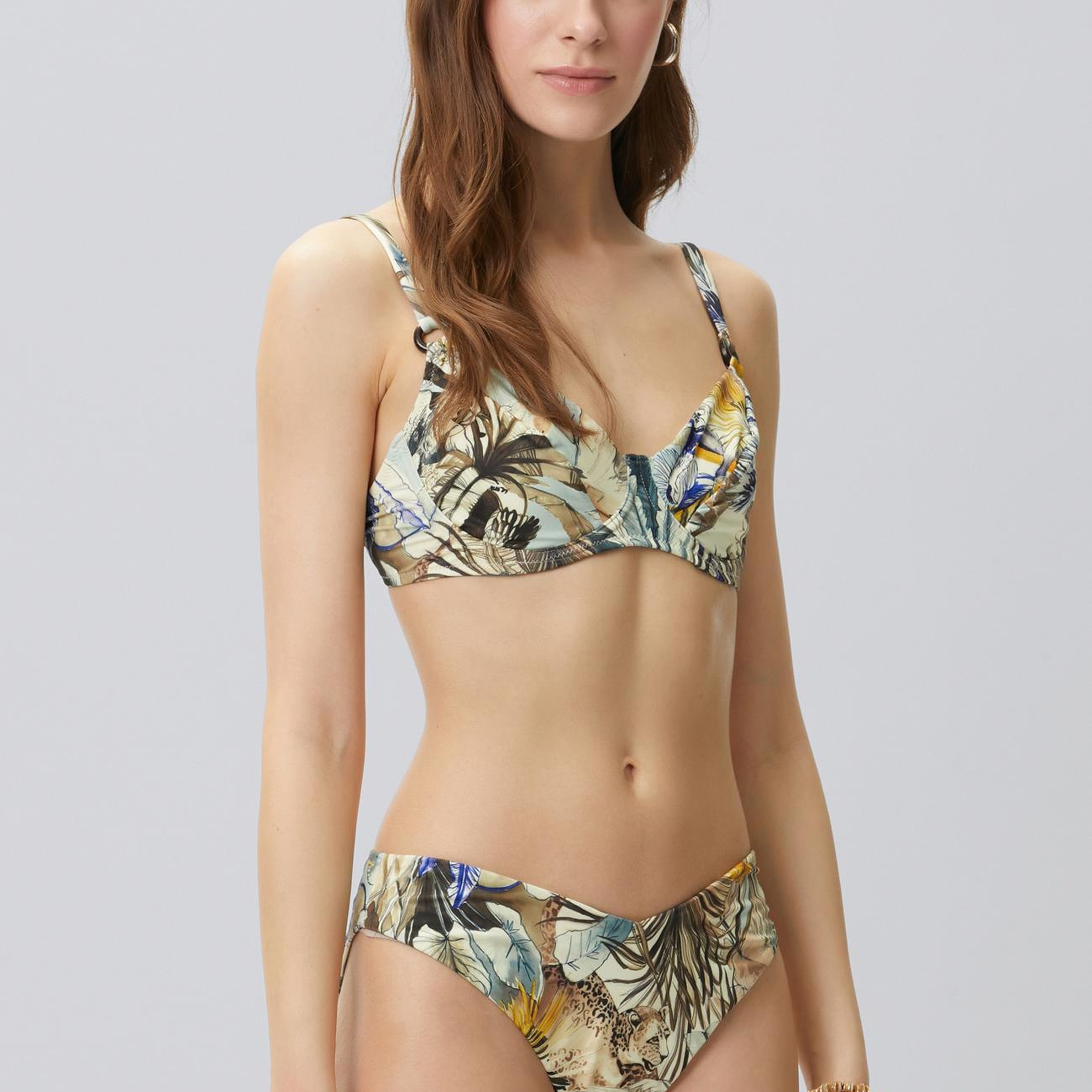 Network Kadın Sarı Yeşil Desenli Bikini Üstü