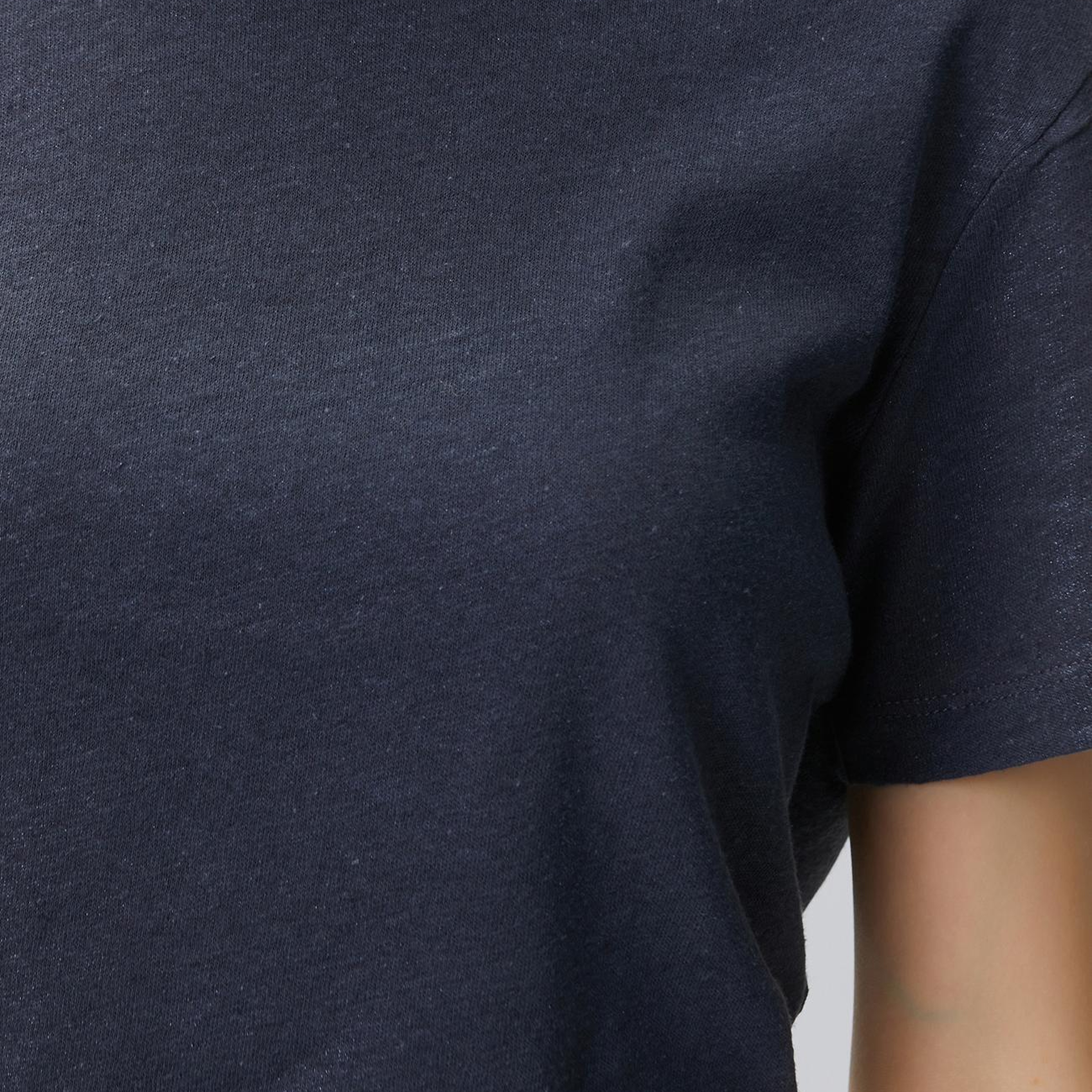 Network Kadın Lacivert Keten Mix T-shirt