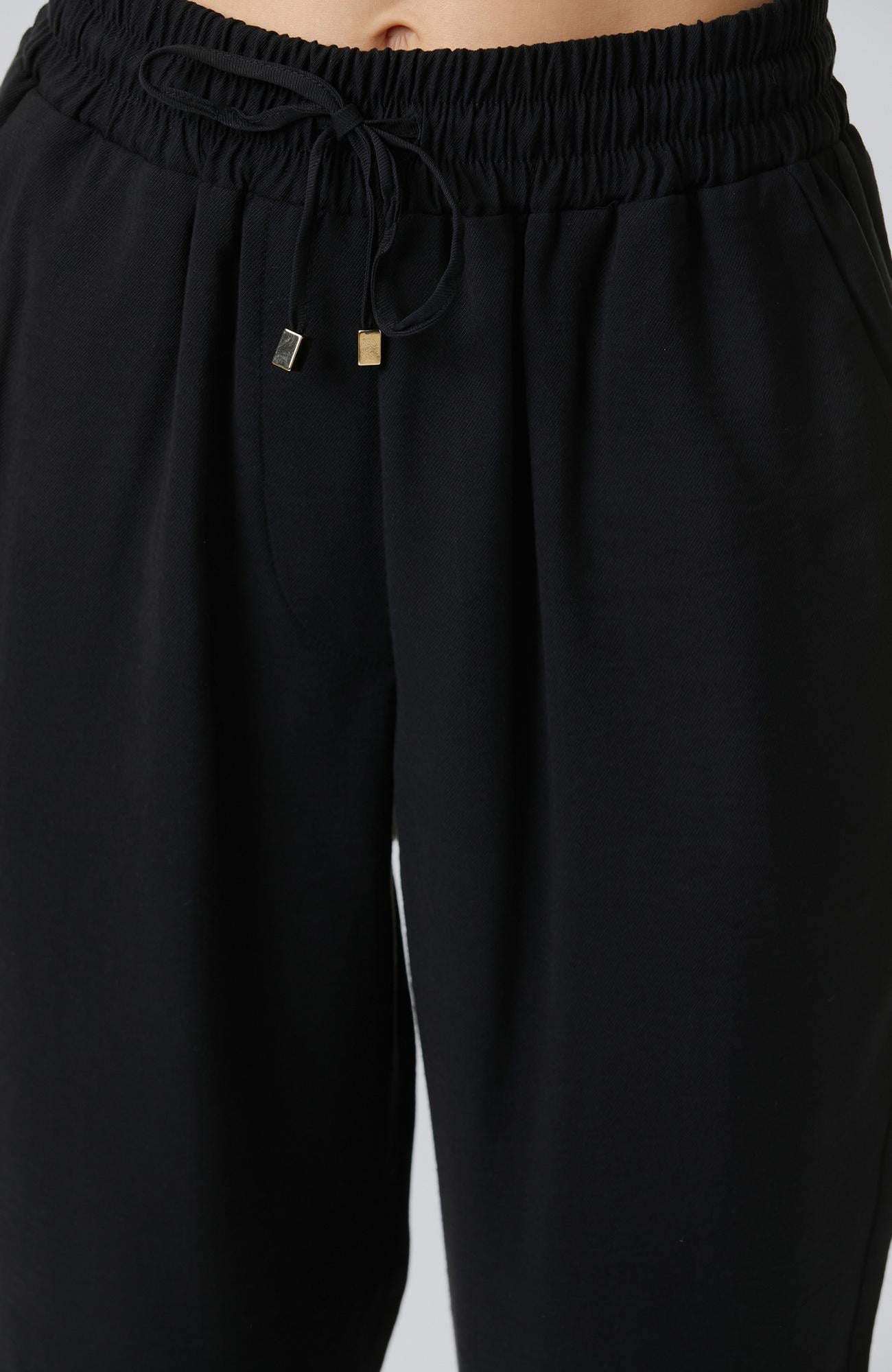 Network Kadın Siyah Diyagonal Desenli Jogger Pantolon