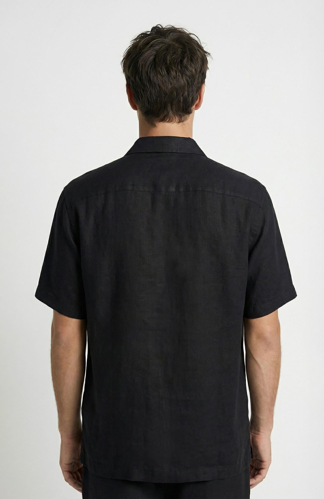 Network Erkek N-Green Relaxed Fit Siyah Keten Gömlek