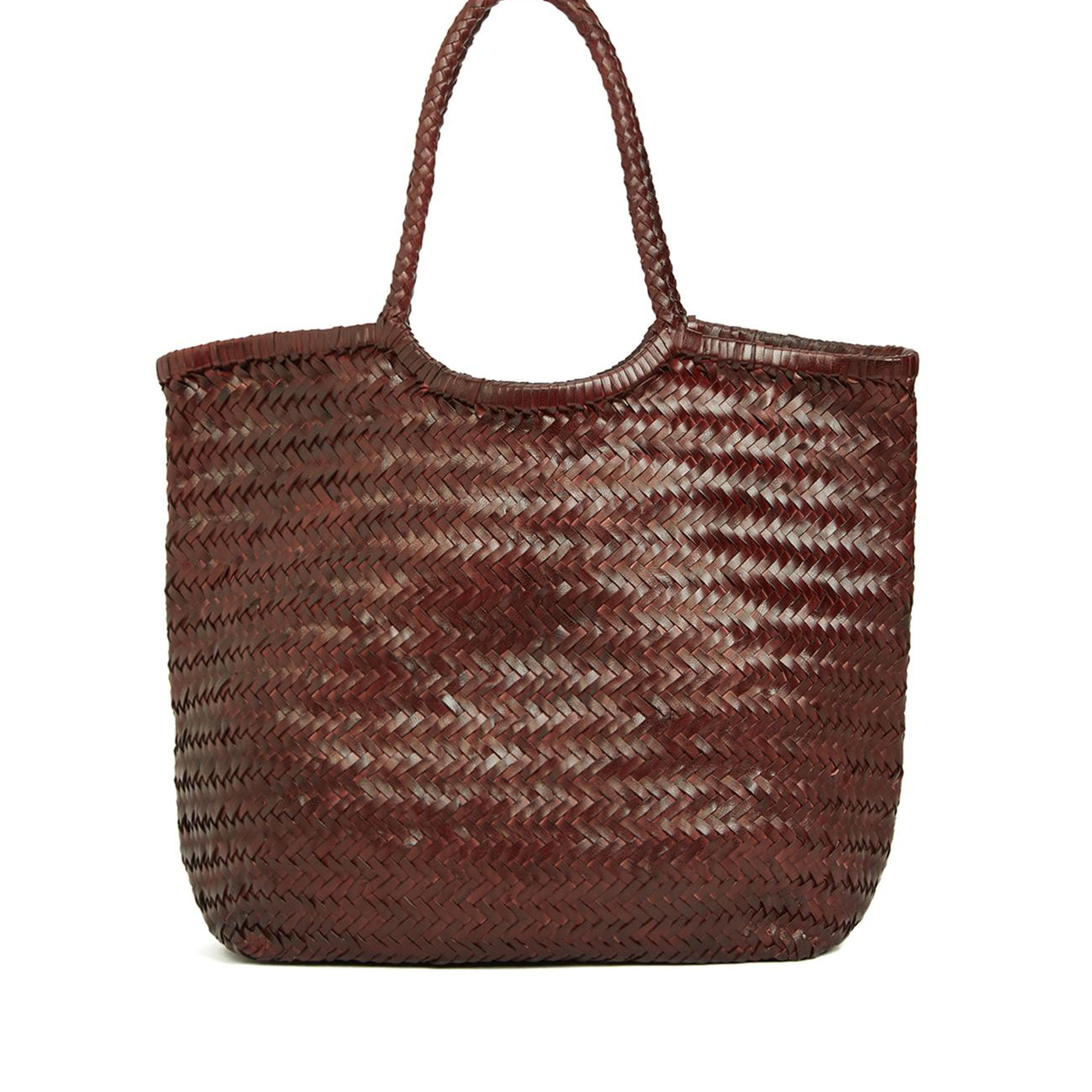 Network Kadın Bordo Örgü Deri Shopper Çanta