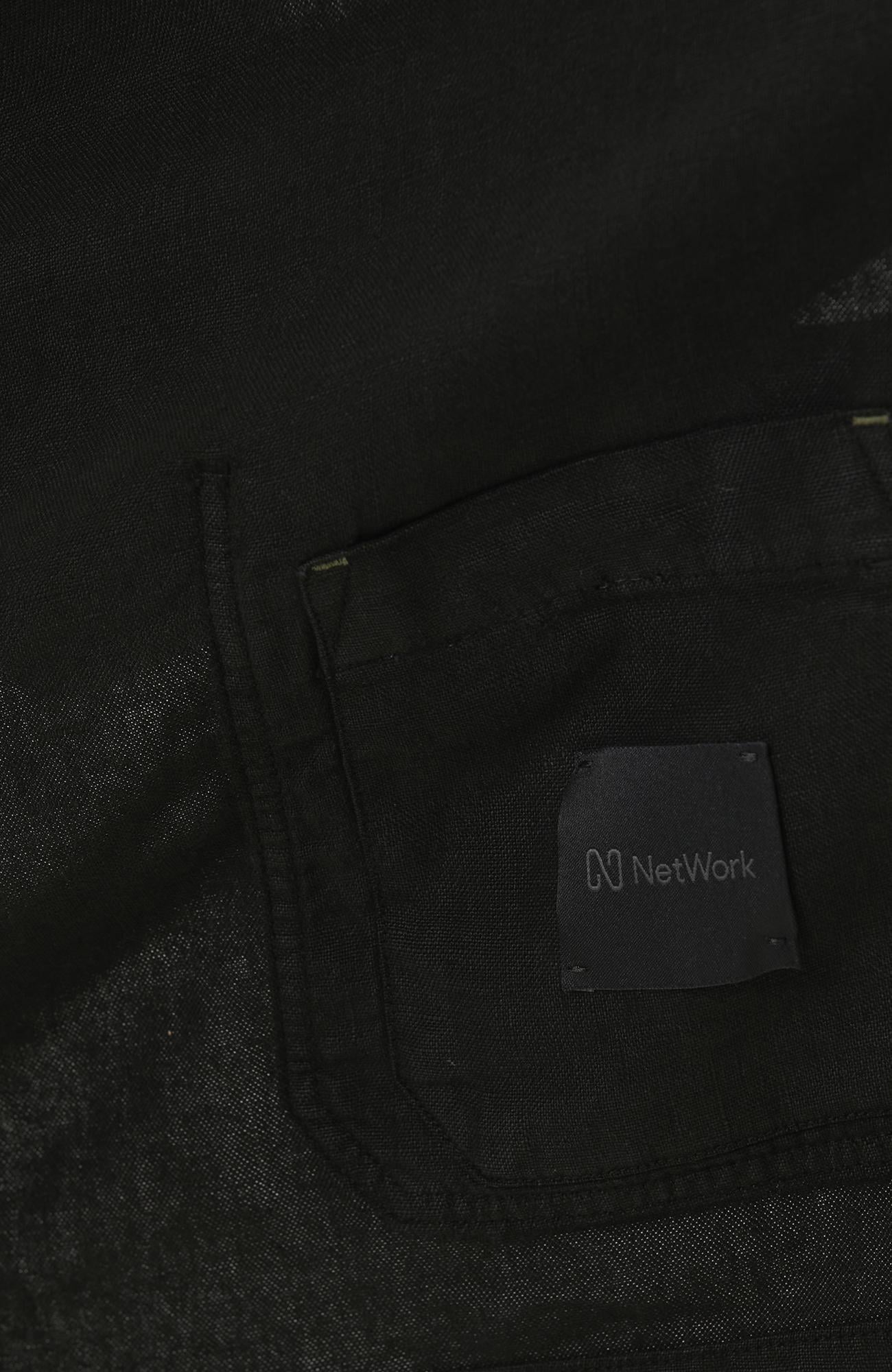 Network Erkek Siyah Torba Cep Detaylı Keten Dış Gömlek