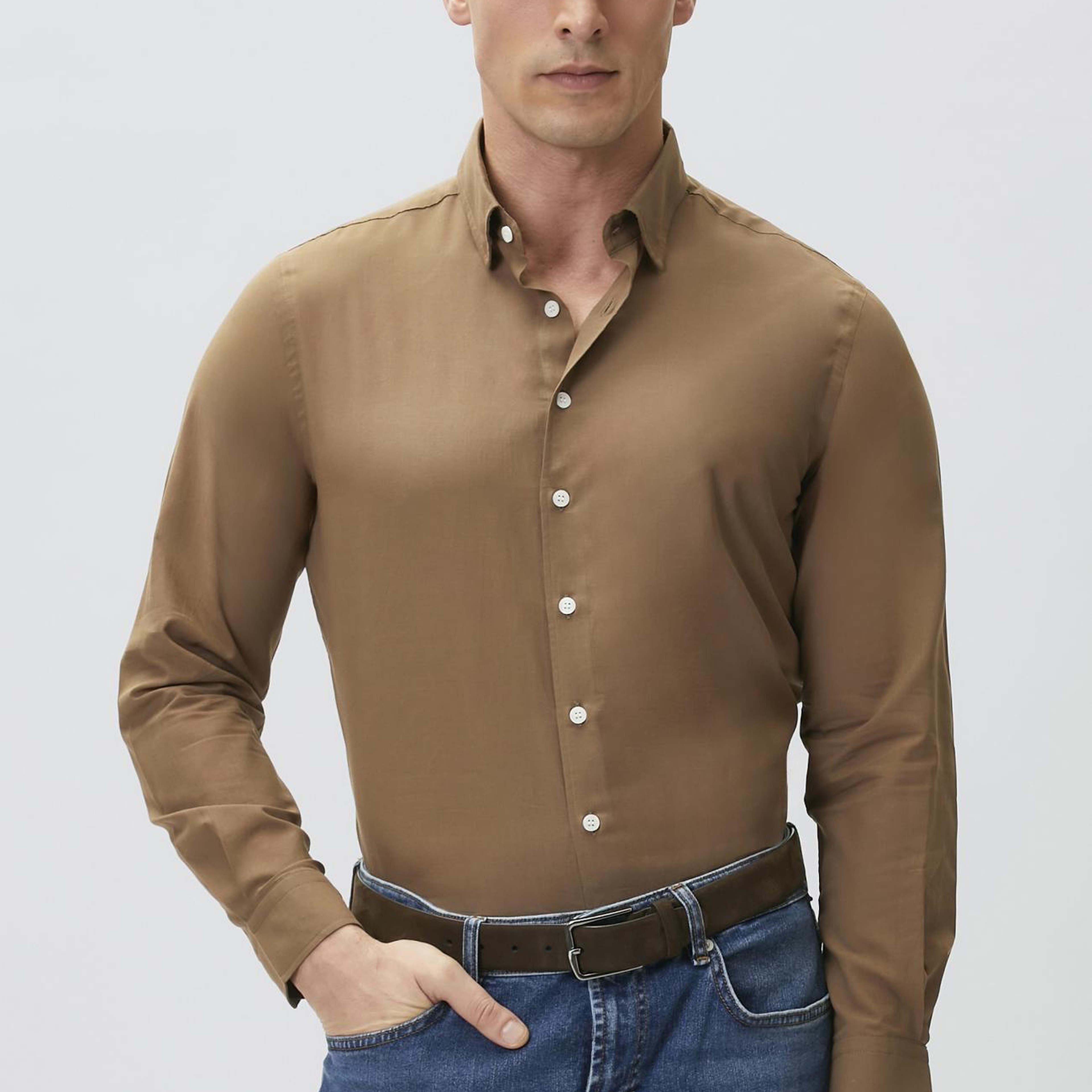 Network Erkek Slim Fit Kahverengi Cotton Gömlek