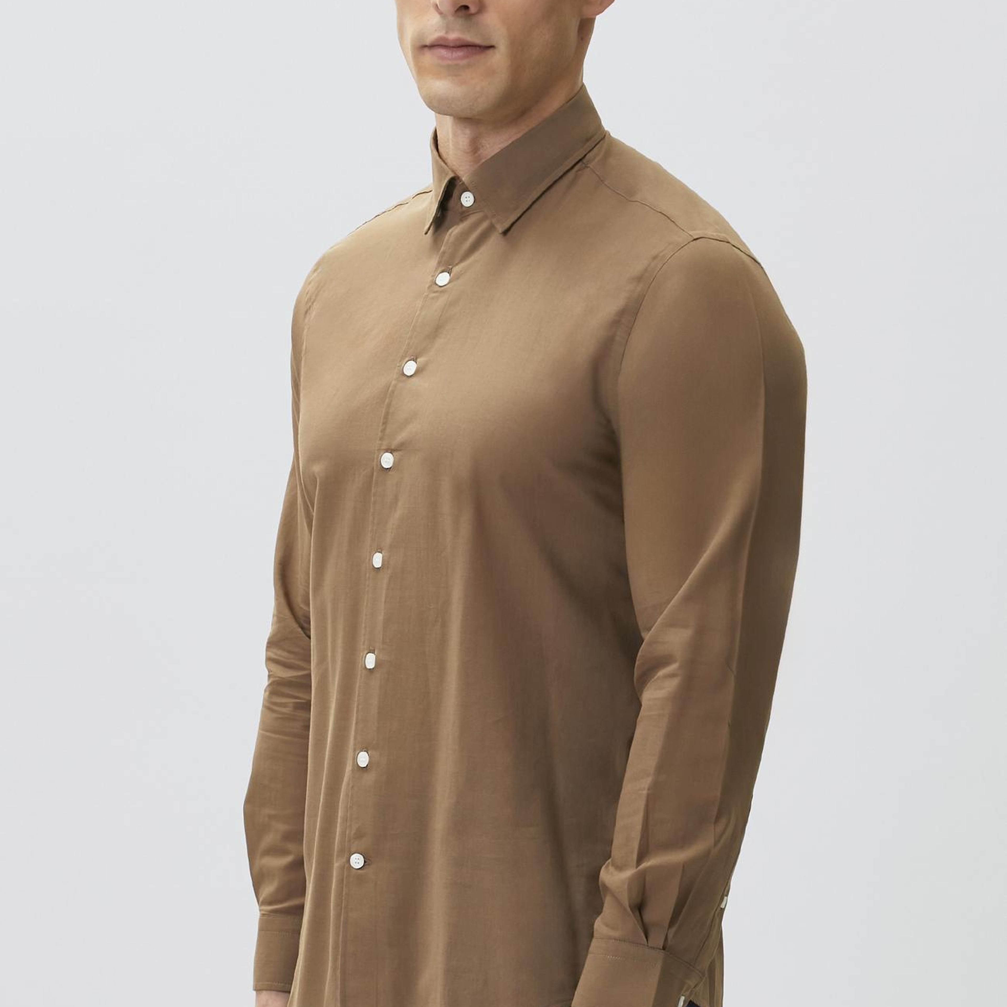Network Erkek Slim Fit Kahverengi Cotton Gömlek