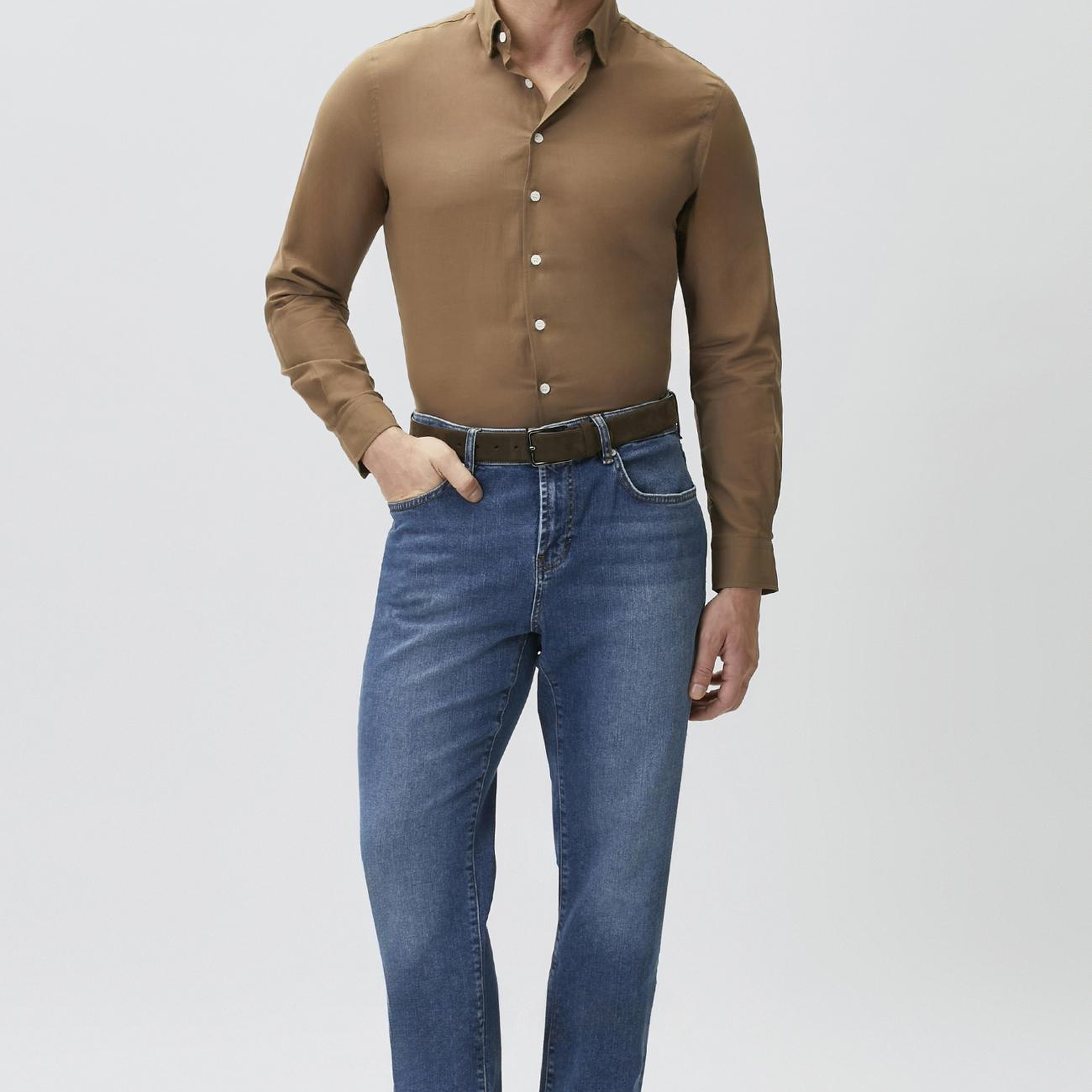 Network Erkek Slim Fit Kahverengi Cotton Gömlek