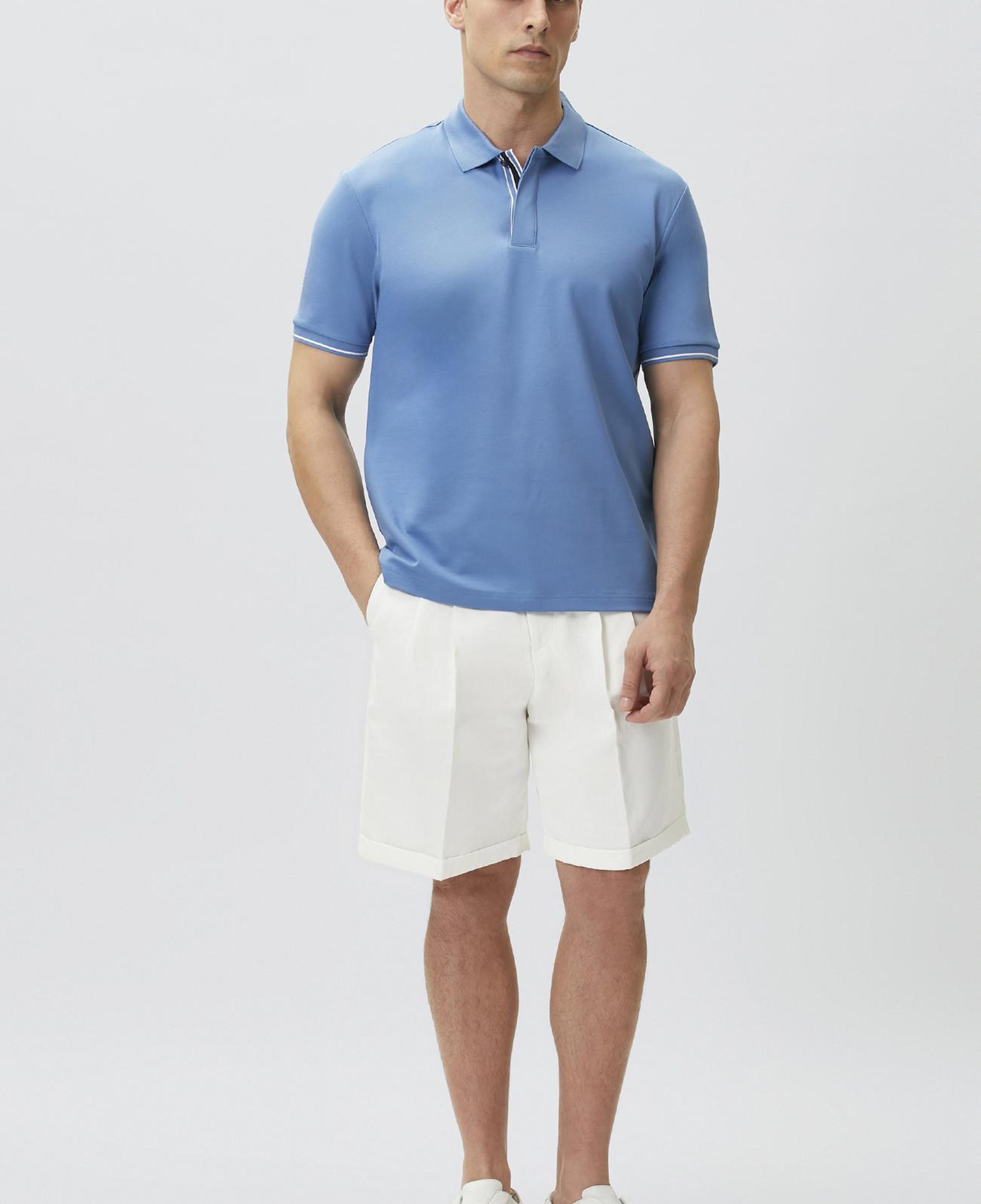 Network Erkek Mavi Polo Yaka Pike T-shirt