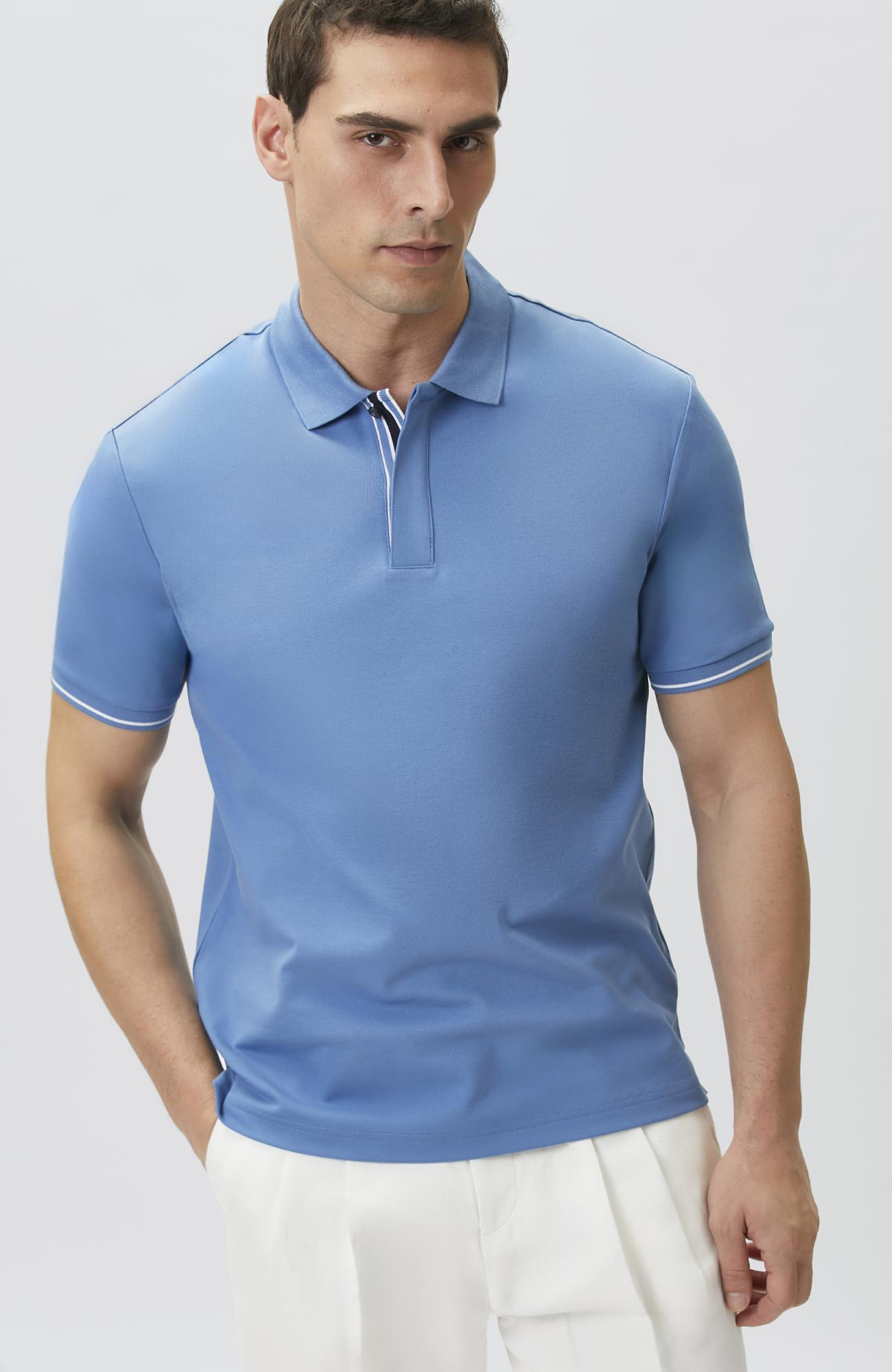 Network Erkek Mavi Polo Yaka Pike T-shirt
