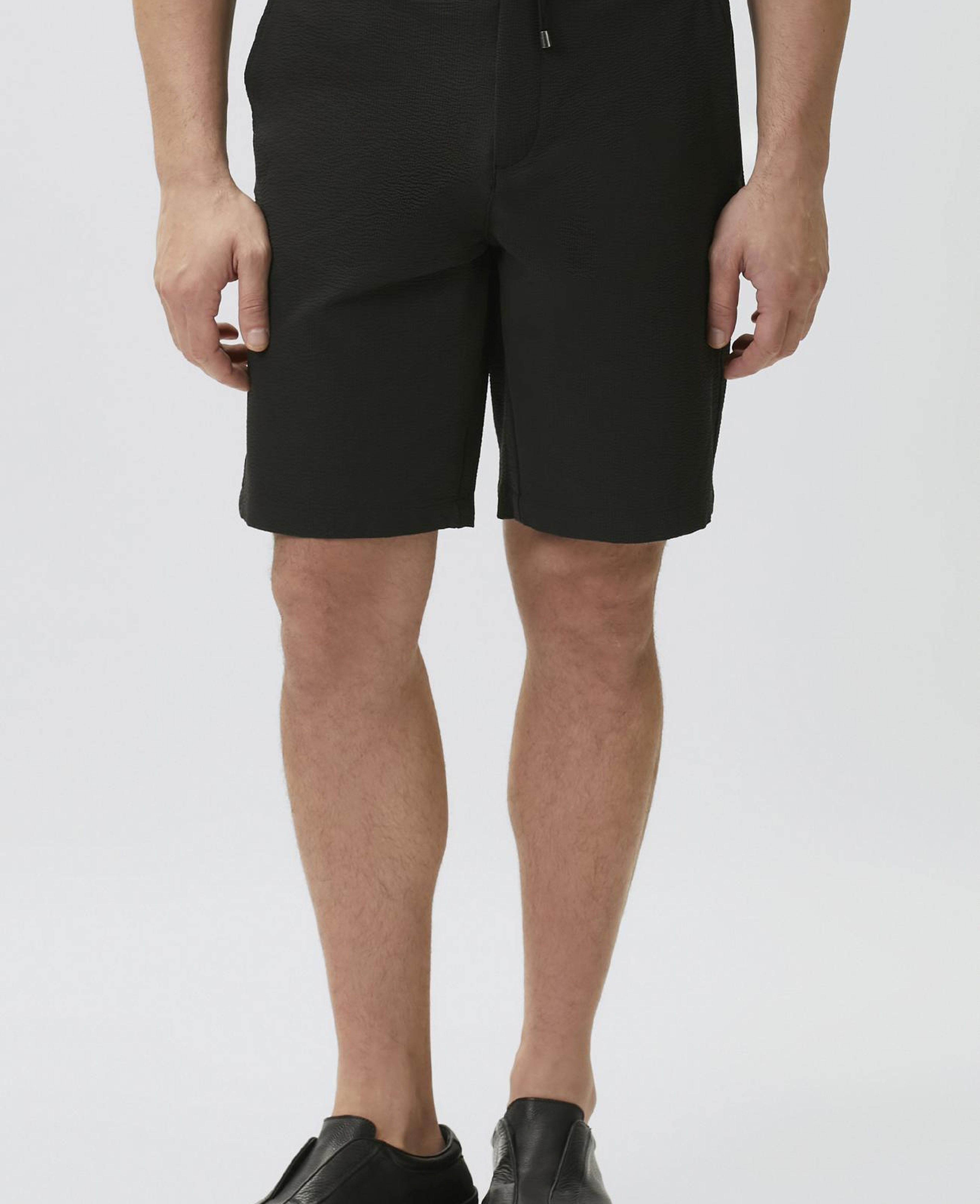 Network Erkek Slim Fit Siyah Teknik Kumaş Duble Paça Şort