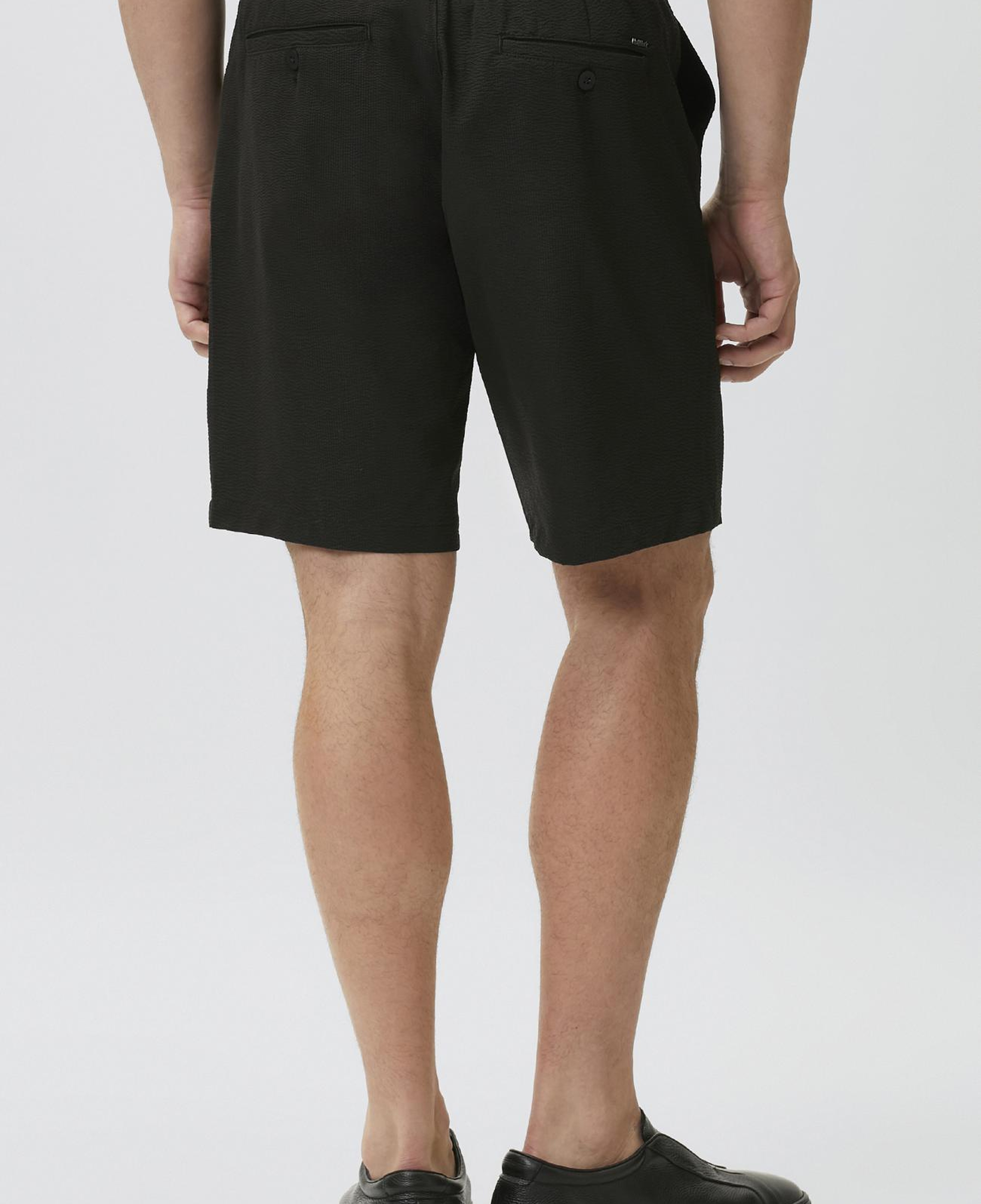 Network Erkek Slim Fit Siyah Teknik Kumaş Duble Paça Şort
