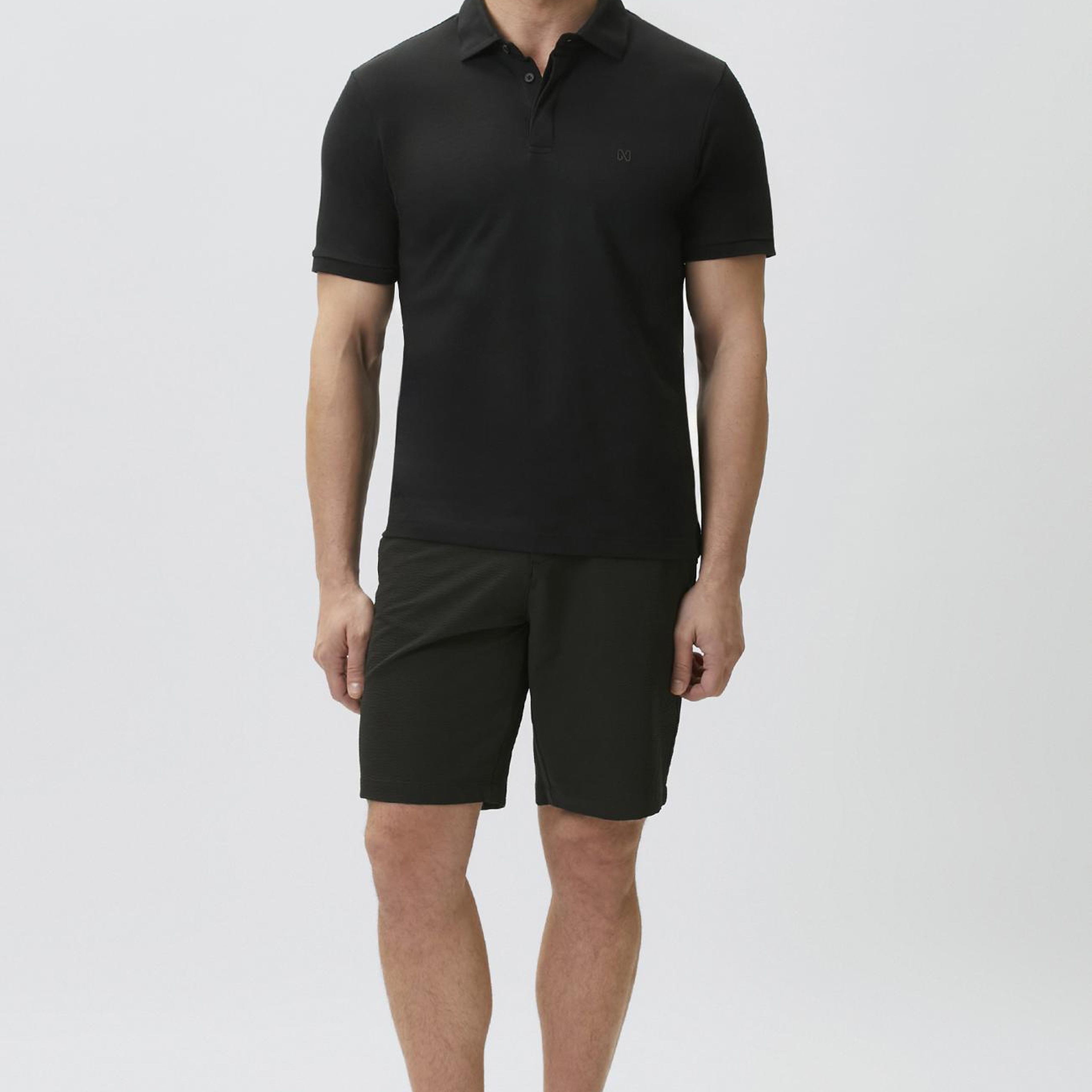 Network Erkek Slim Fit Siyah Teknik Kumaş Duble Paça Şort
