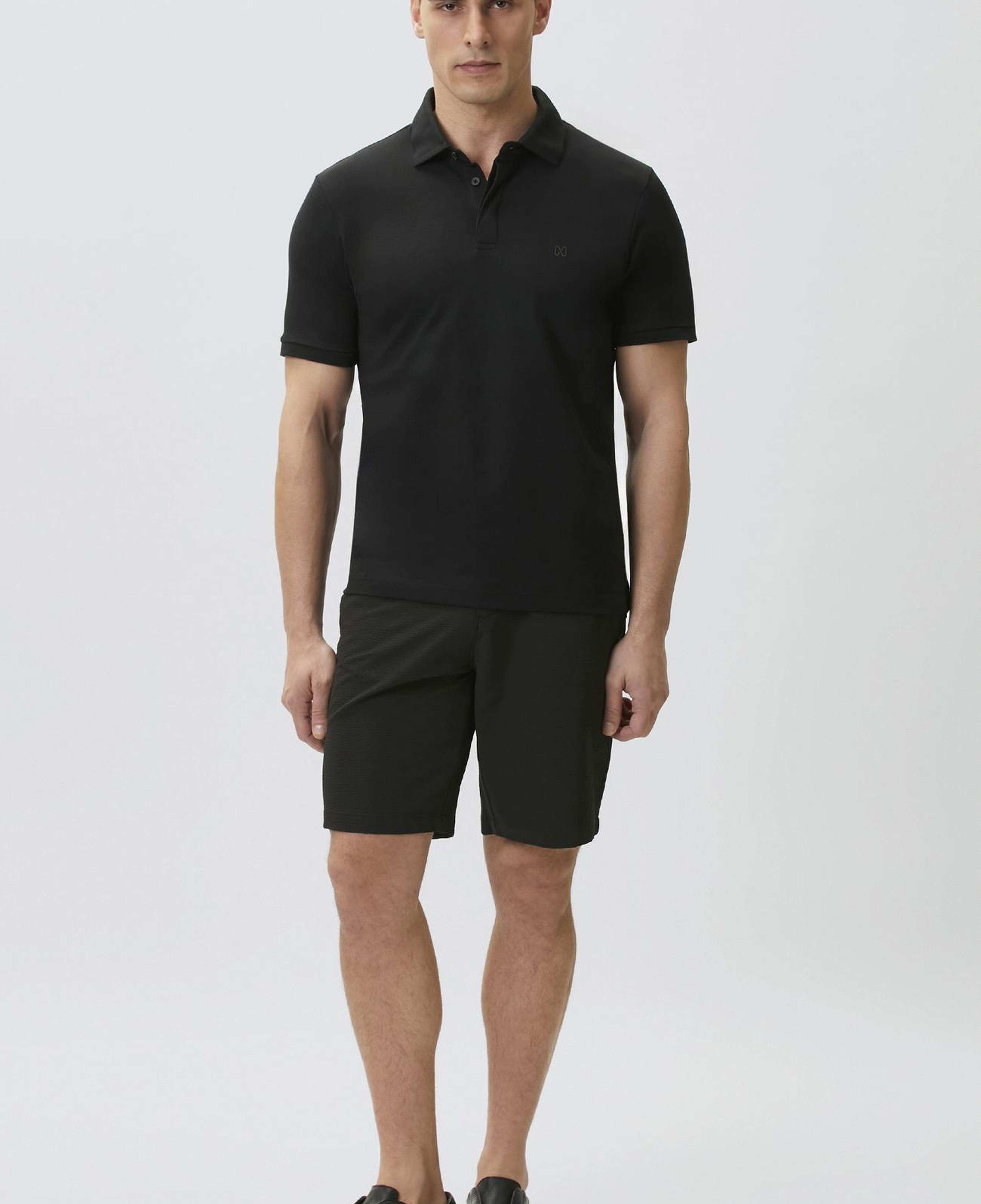 Network Erkek Slim Fit Siyah Teknik Kumaş Duble Paça Şort