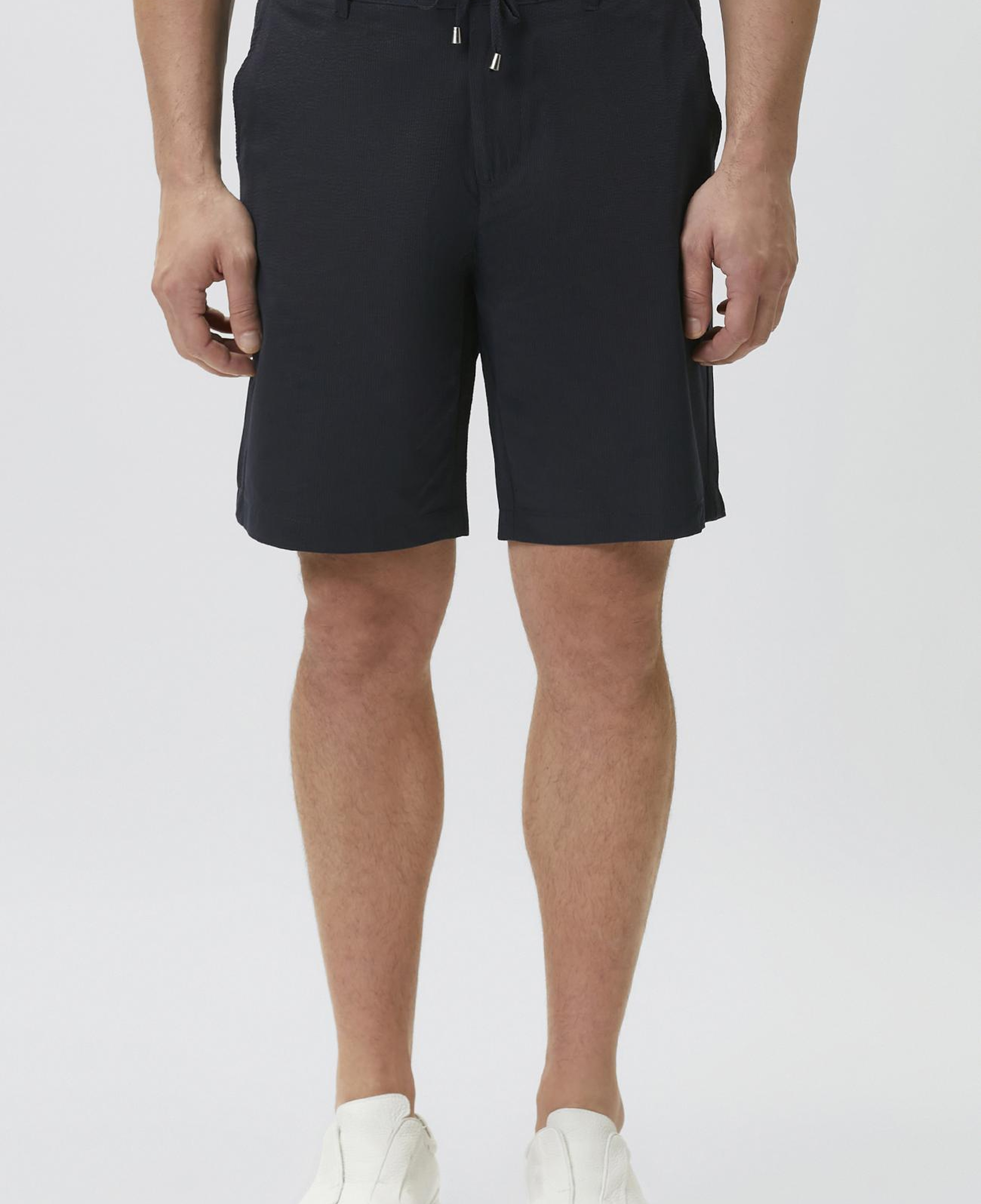 Network Erkek Slim Fit Lacivert Teknik Kumaş Duble Paça Şort
