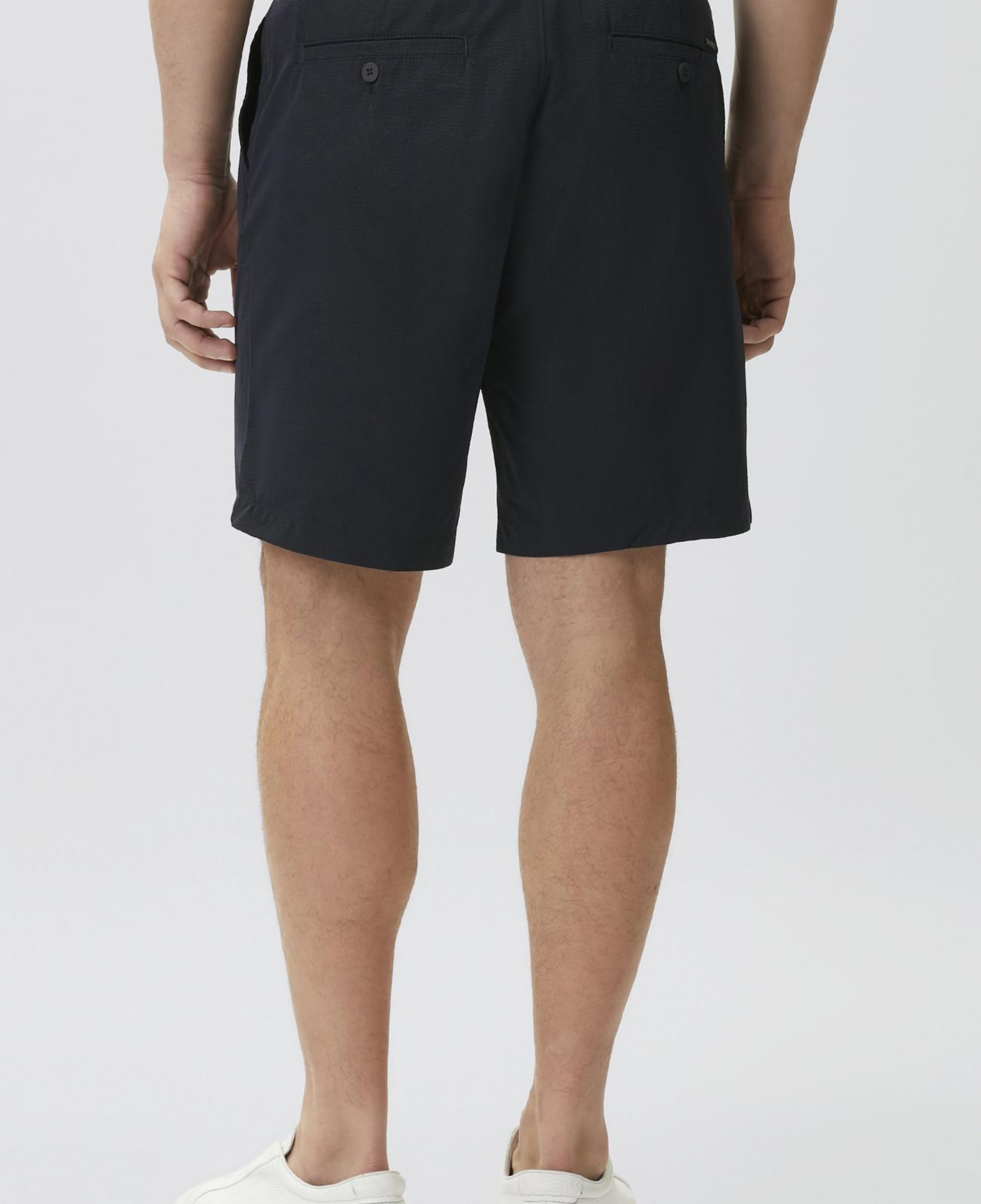 Network Erkek Slim Fit Lacivert Teknik Kumaş Duble Paça Şort