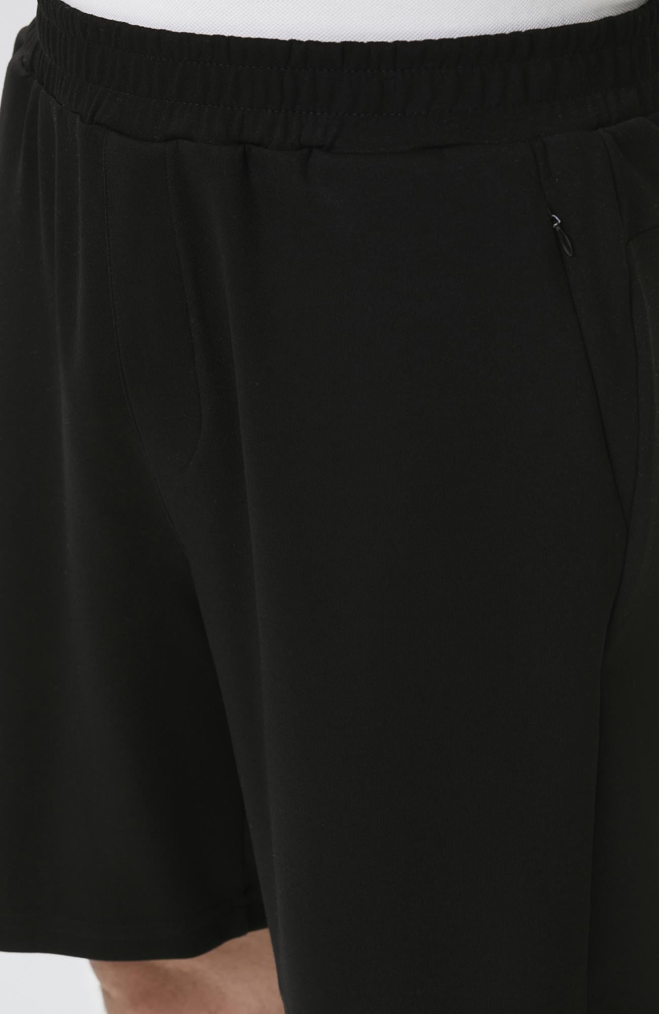 Network Erkek Slim Fit Siyah Fermuar Detaylı Örme Şort