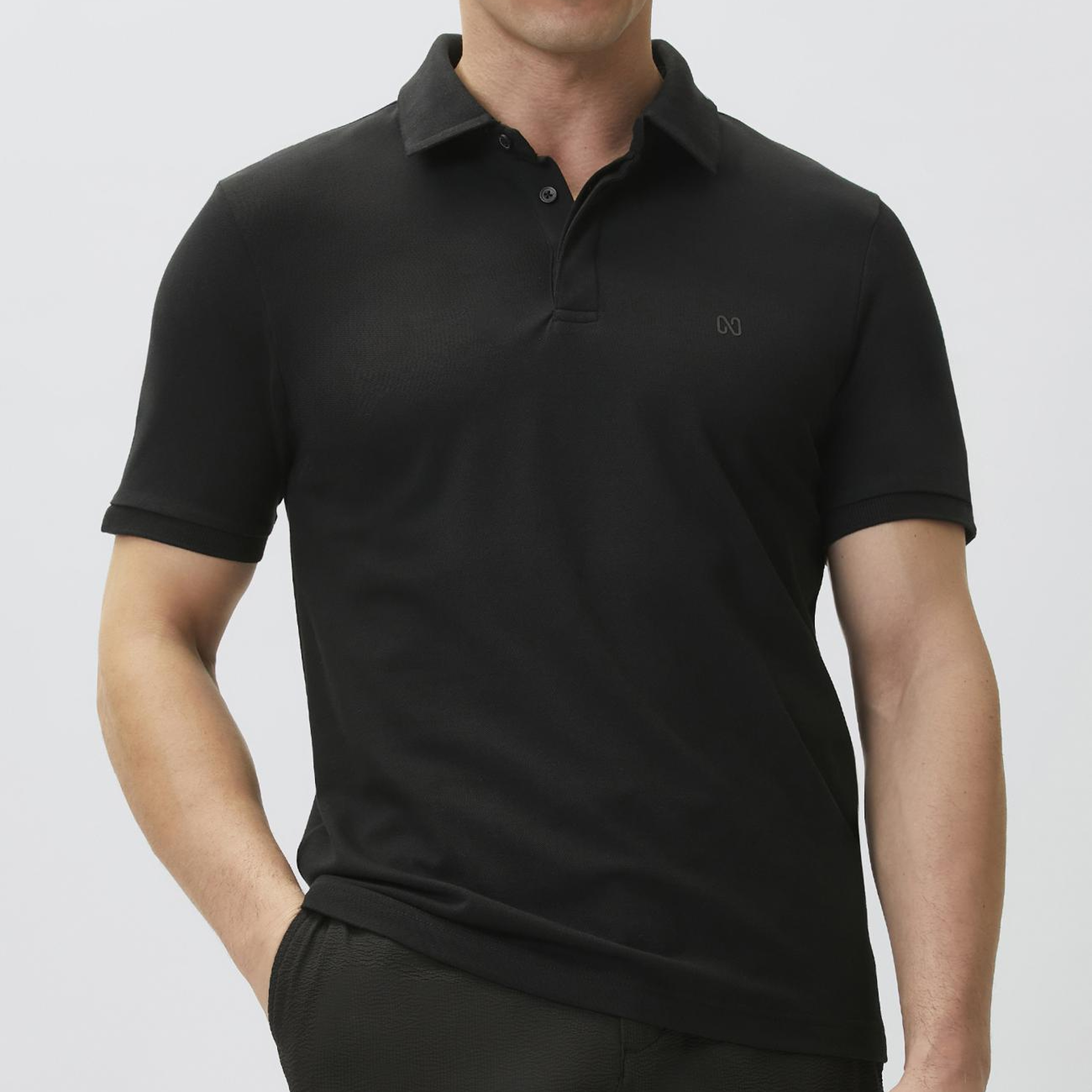 Network Erkek Siyah Pike Desen Polo T-shirt