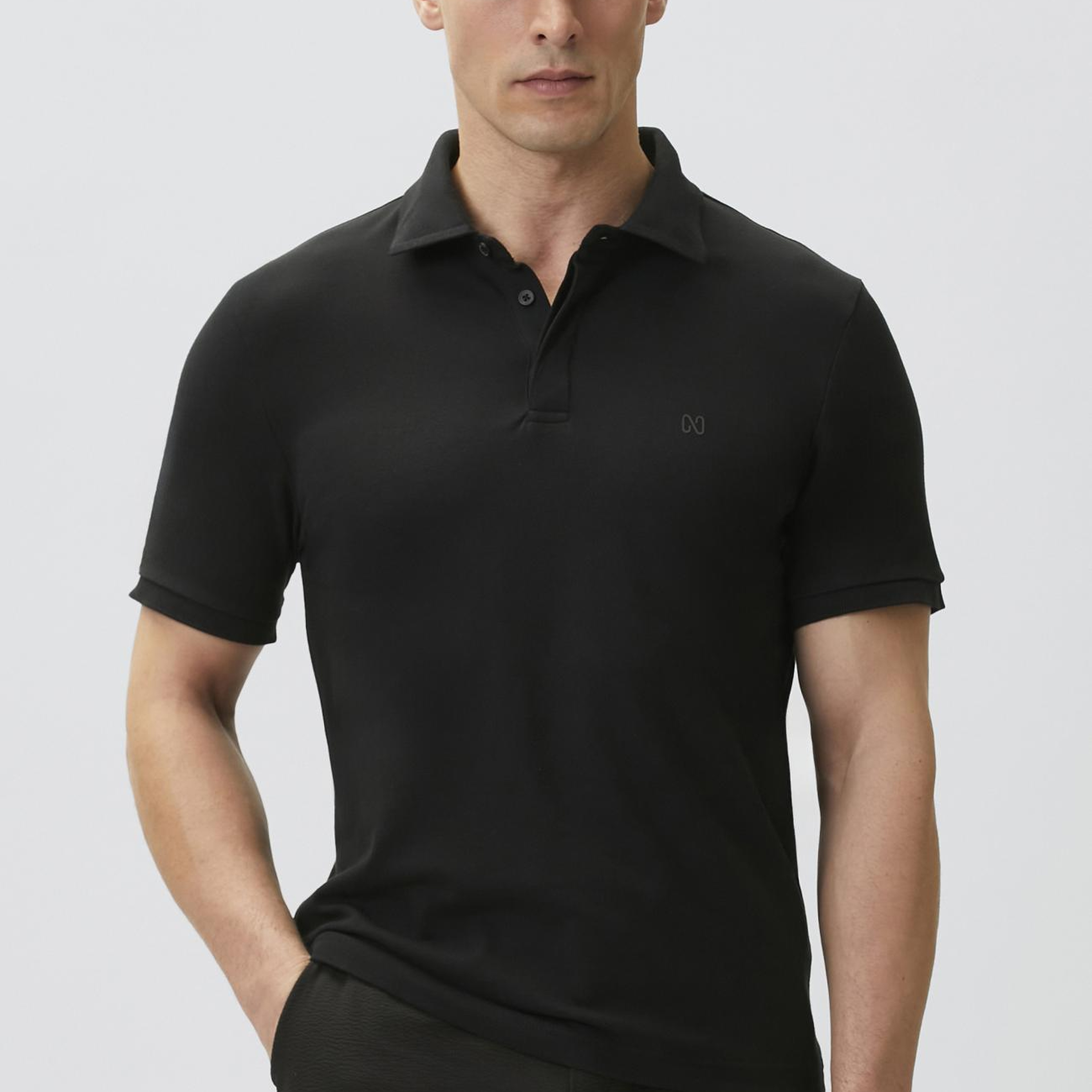 Network Erkek Siyah Pike Desen Polo T-shirt