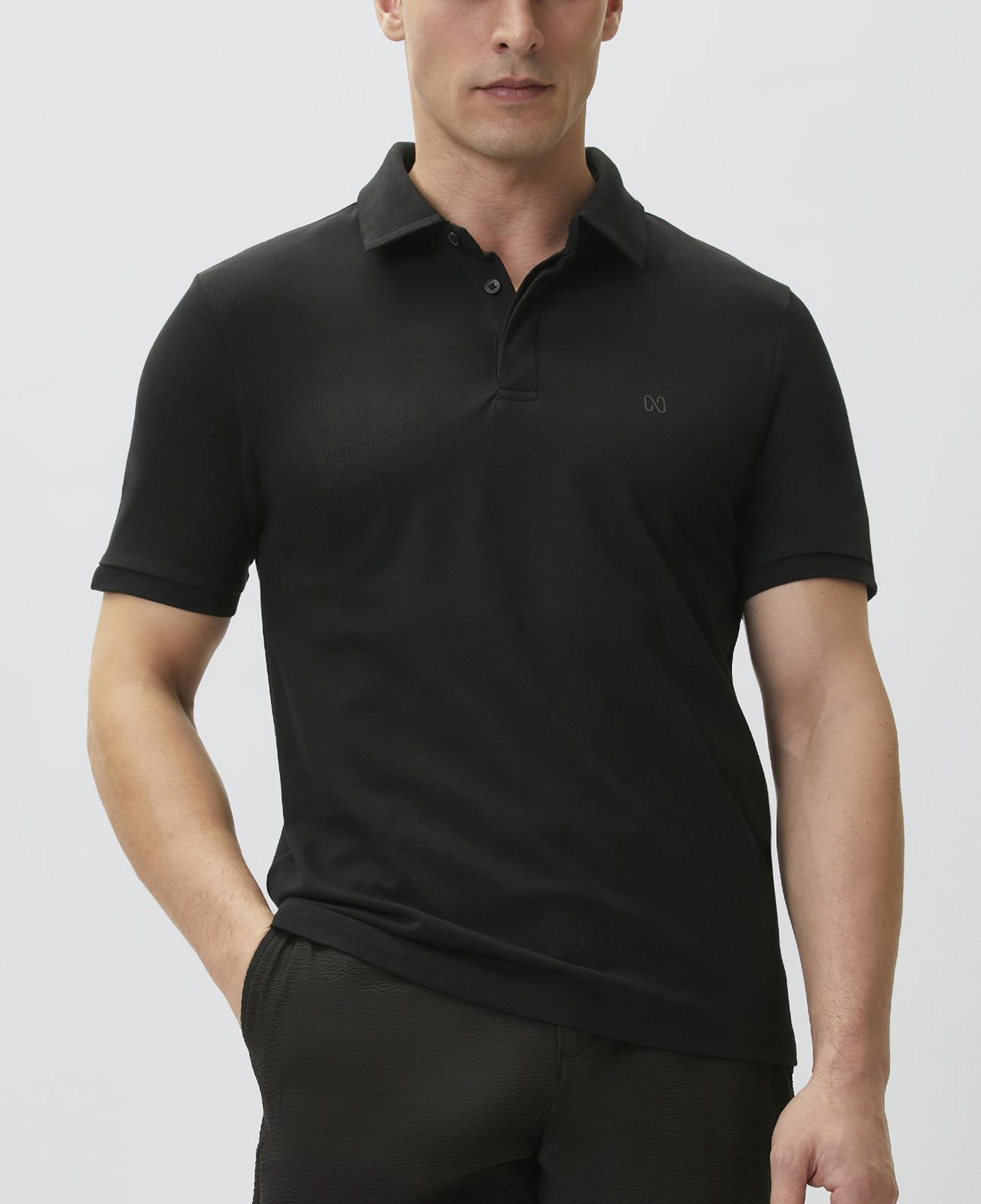 Network Erkek Siyah Pike Desen Polo T-shirt