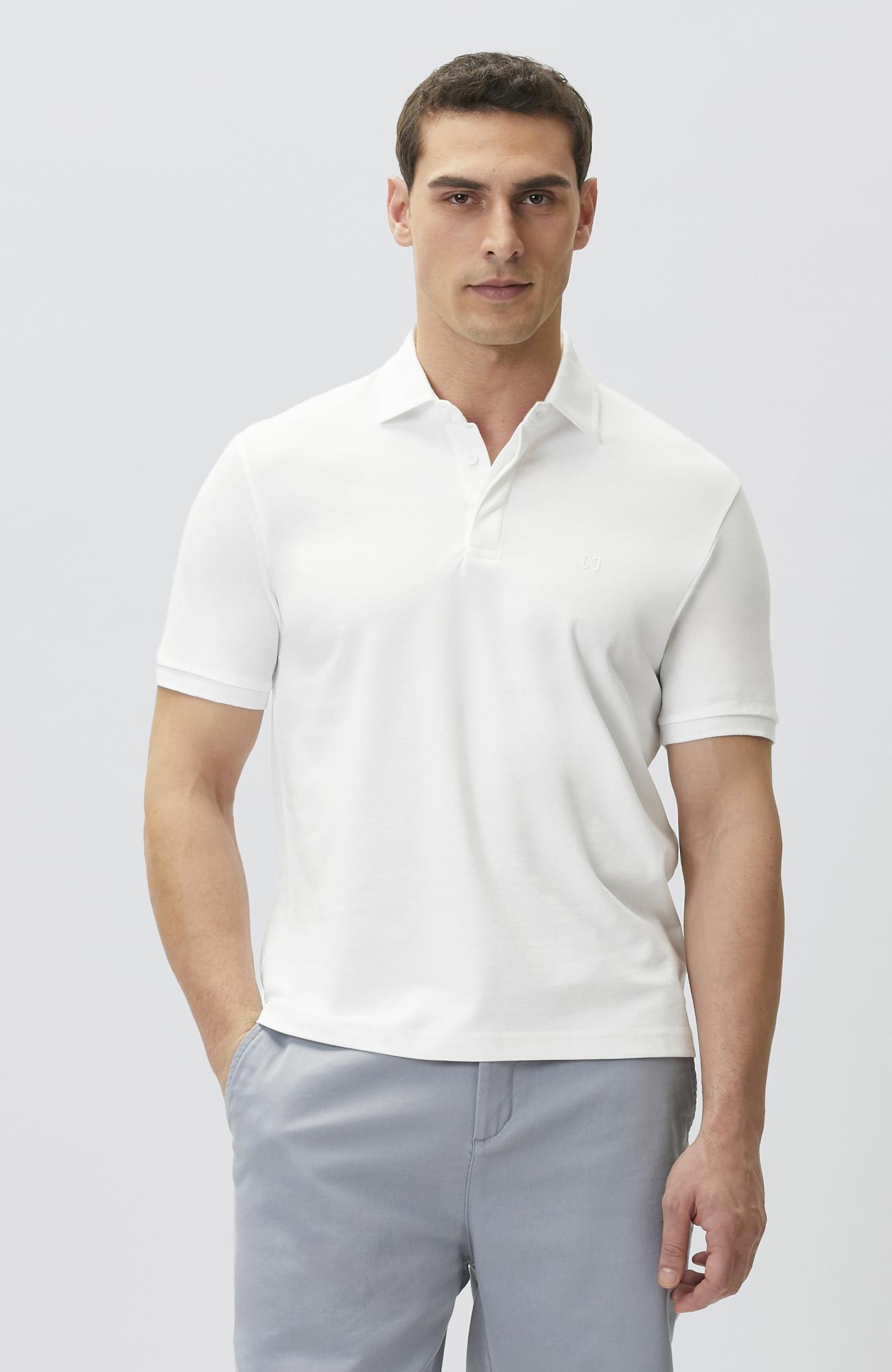 Network Erkek Kırık Beyaz Polo Yaka Pike Desen T-shirt