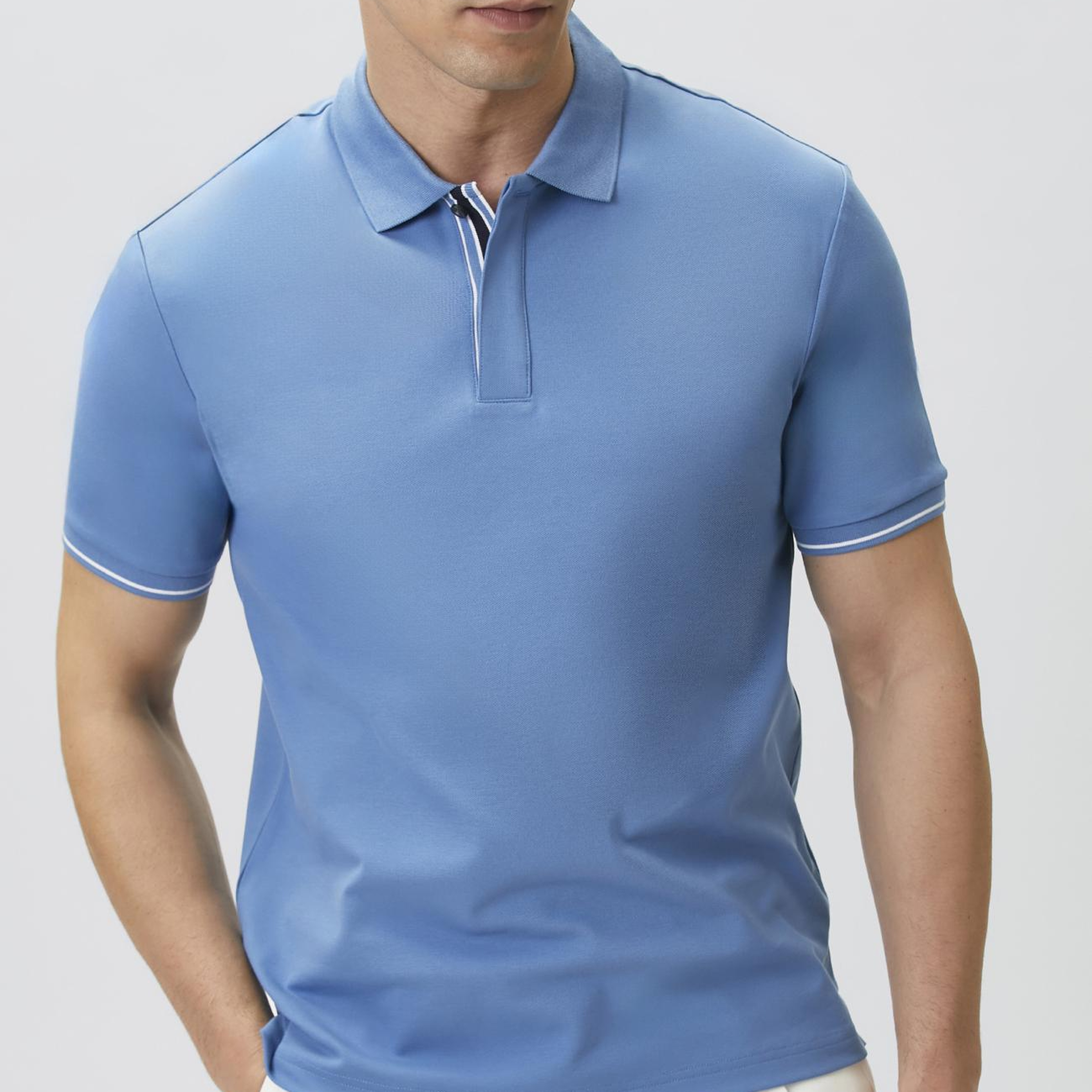 Network Erkek Mavi Polo Yaka Pike T-shirt