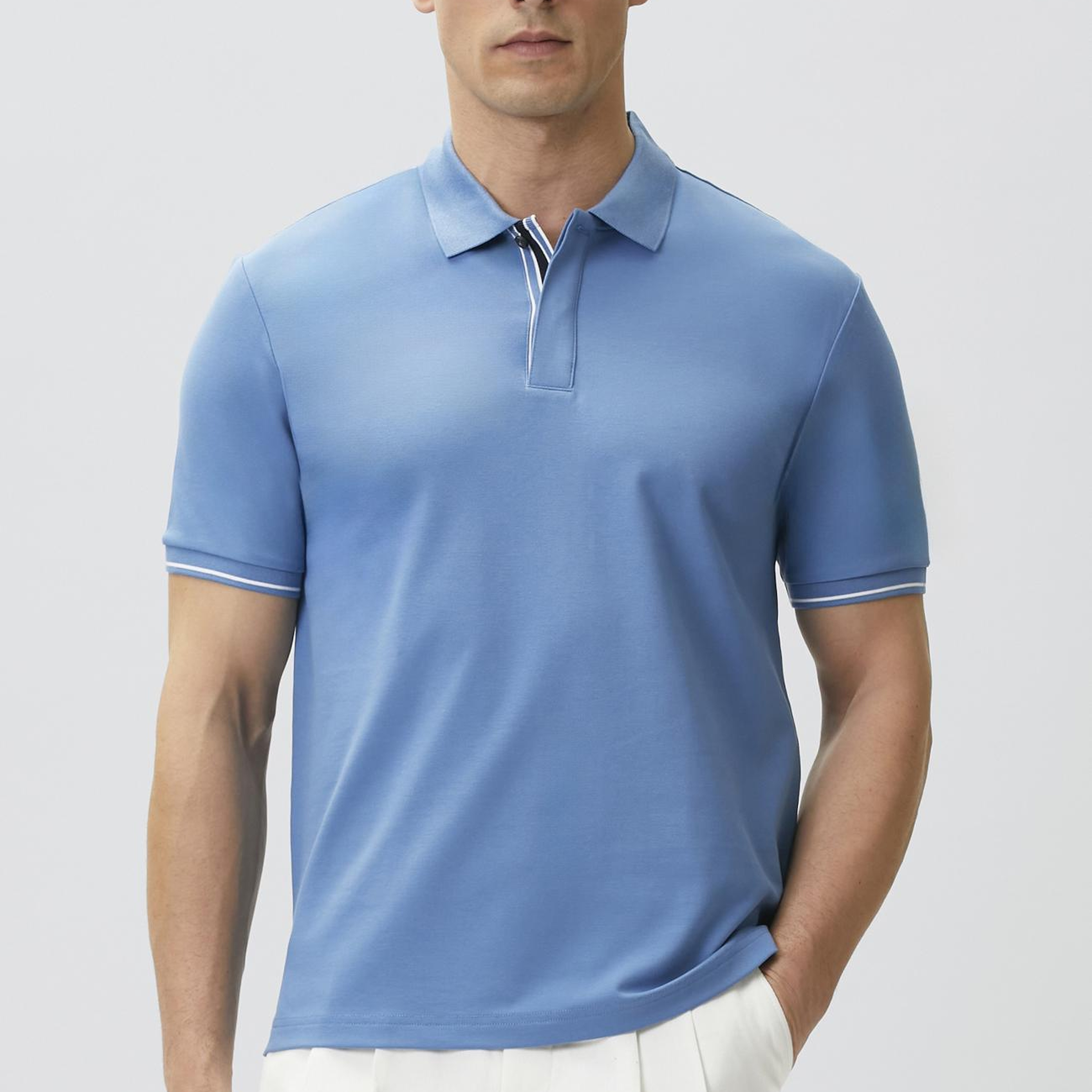 Network Erkek Mavi Polo Yaka Pike T-shirt