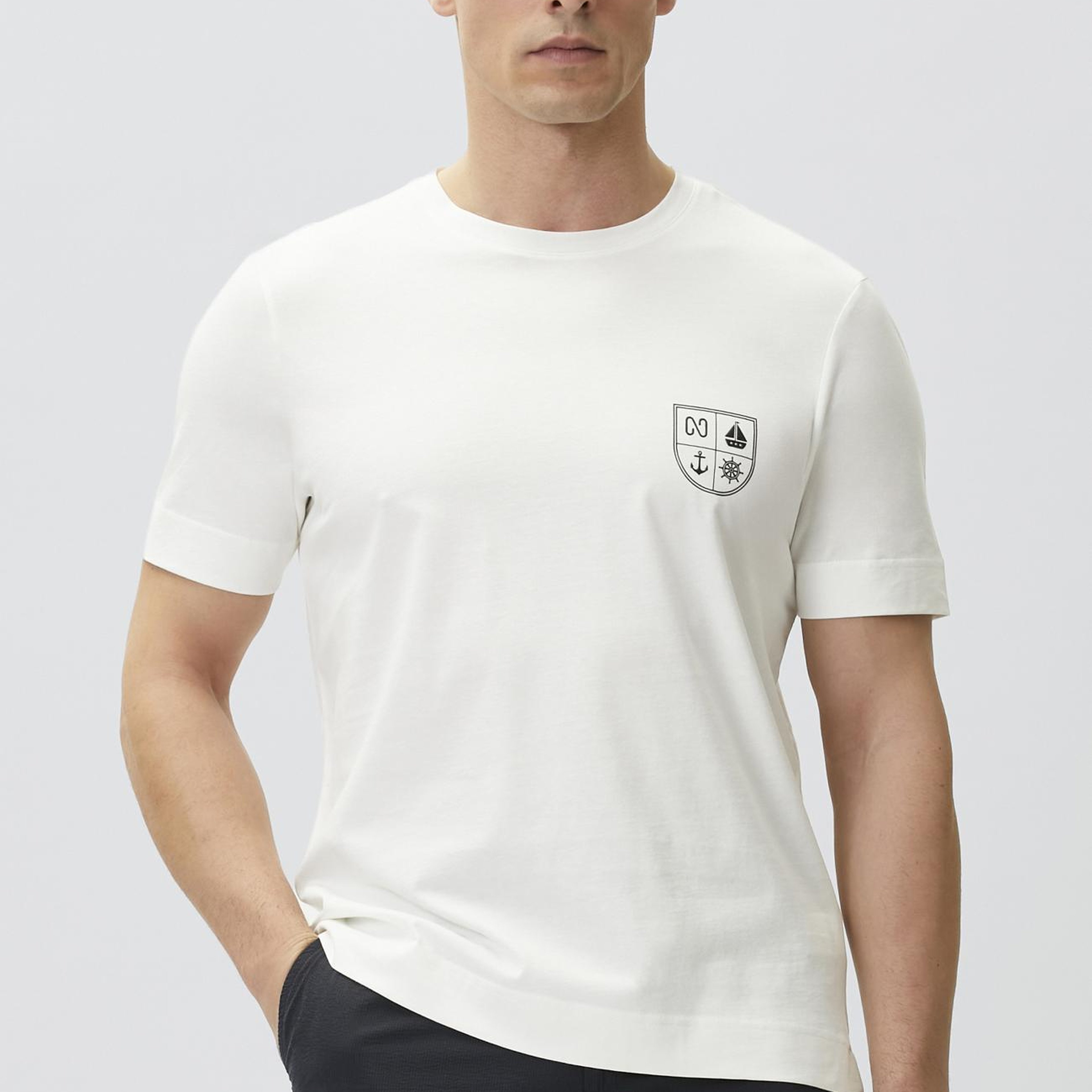 Network Erkek Comfort Fit Kırık Beyaz Marin Baskılı T-shirt