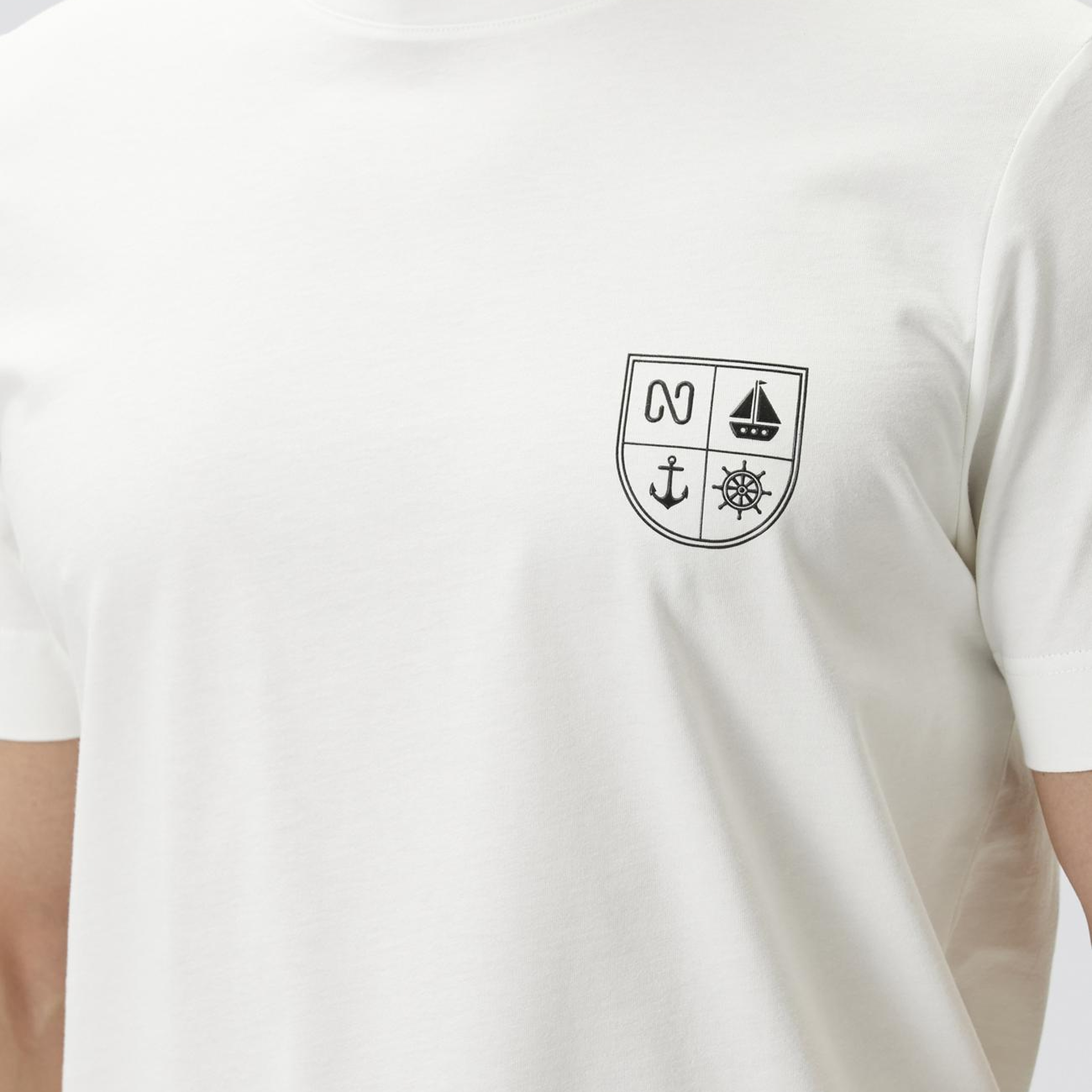 Network Erkek Comfort Fit Kırık Beyaz Marin Baskılı T-shirt
